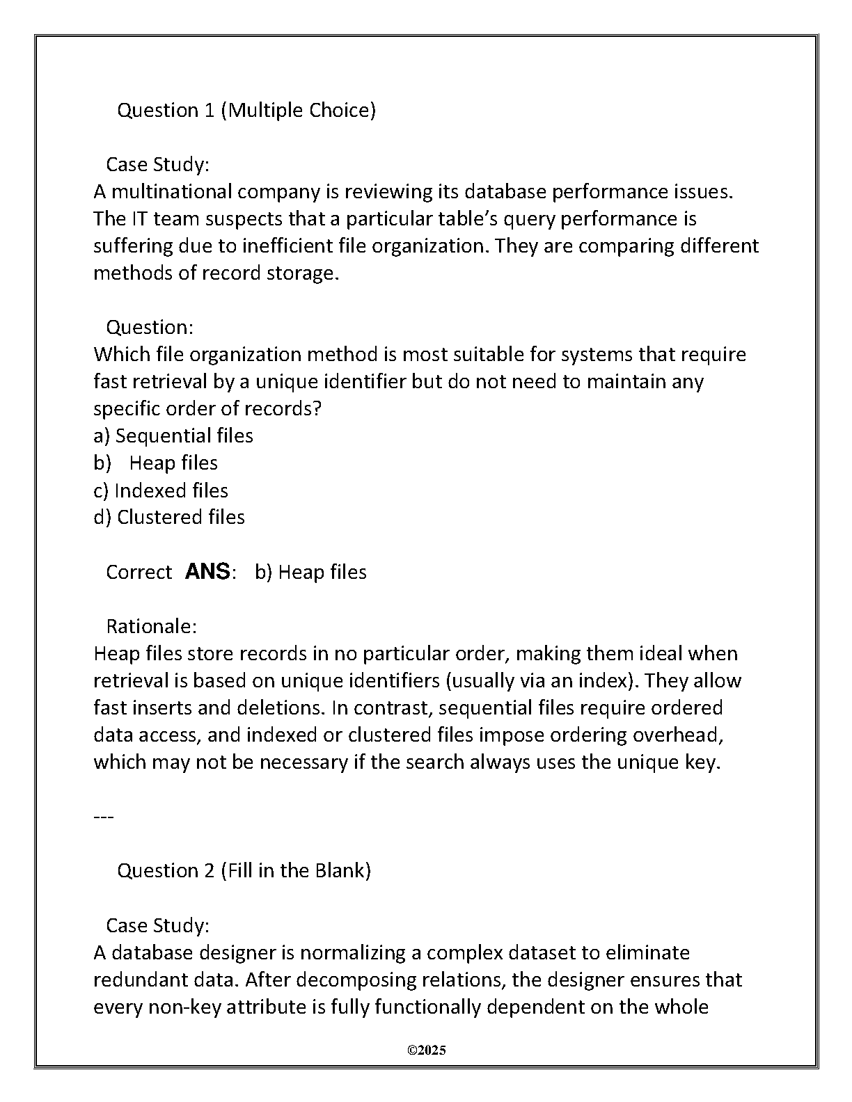 ITEC 2116 Data Mgmt Final Exam Study Guide & Answers