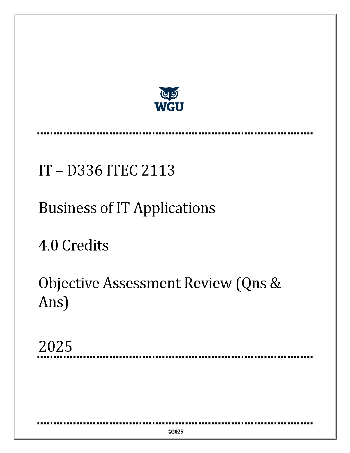 ITEC 2113 Business of IT Applications Objective Review 2025