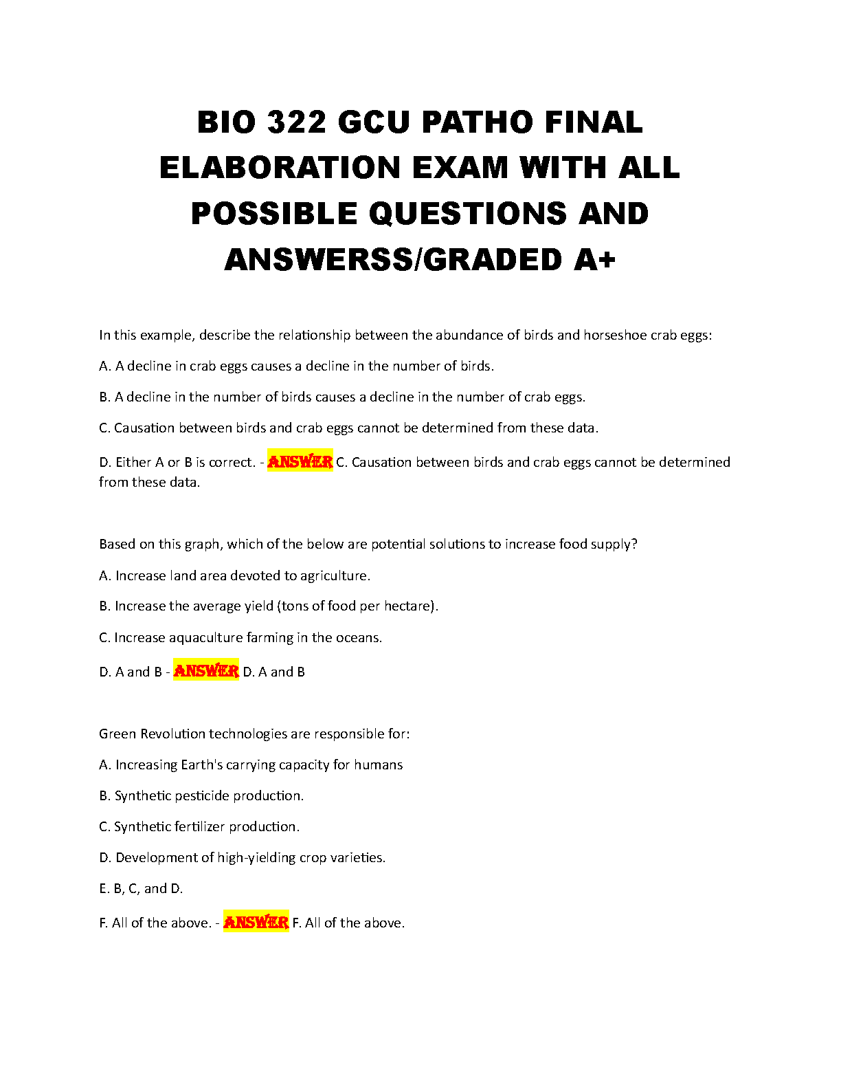 BIO 322 Patho Final 2026/27 Study Guide