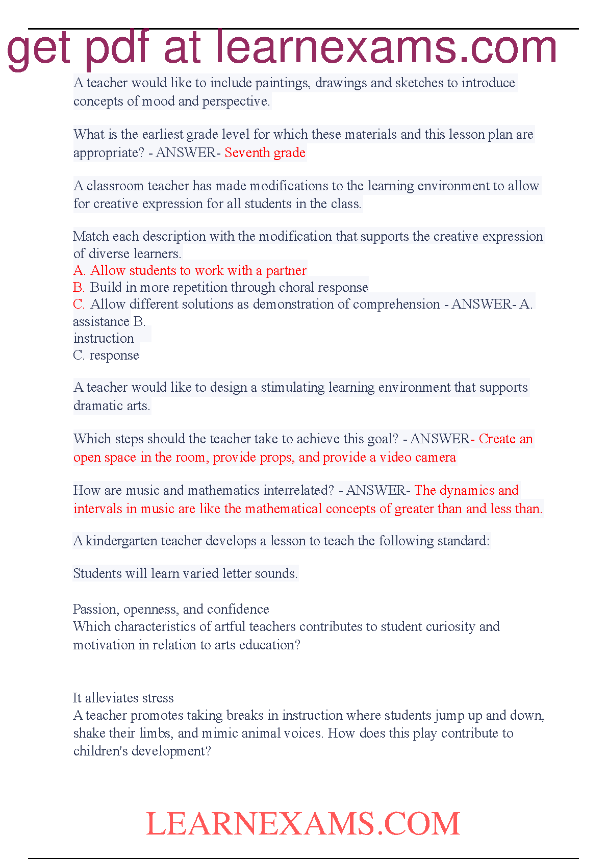 WGU C105 Arts OA Exam Guide 2025 Questions and Answers IMG-3