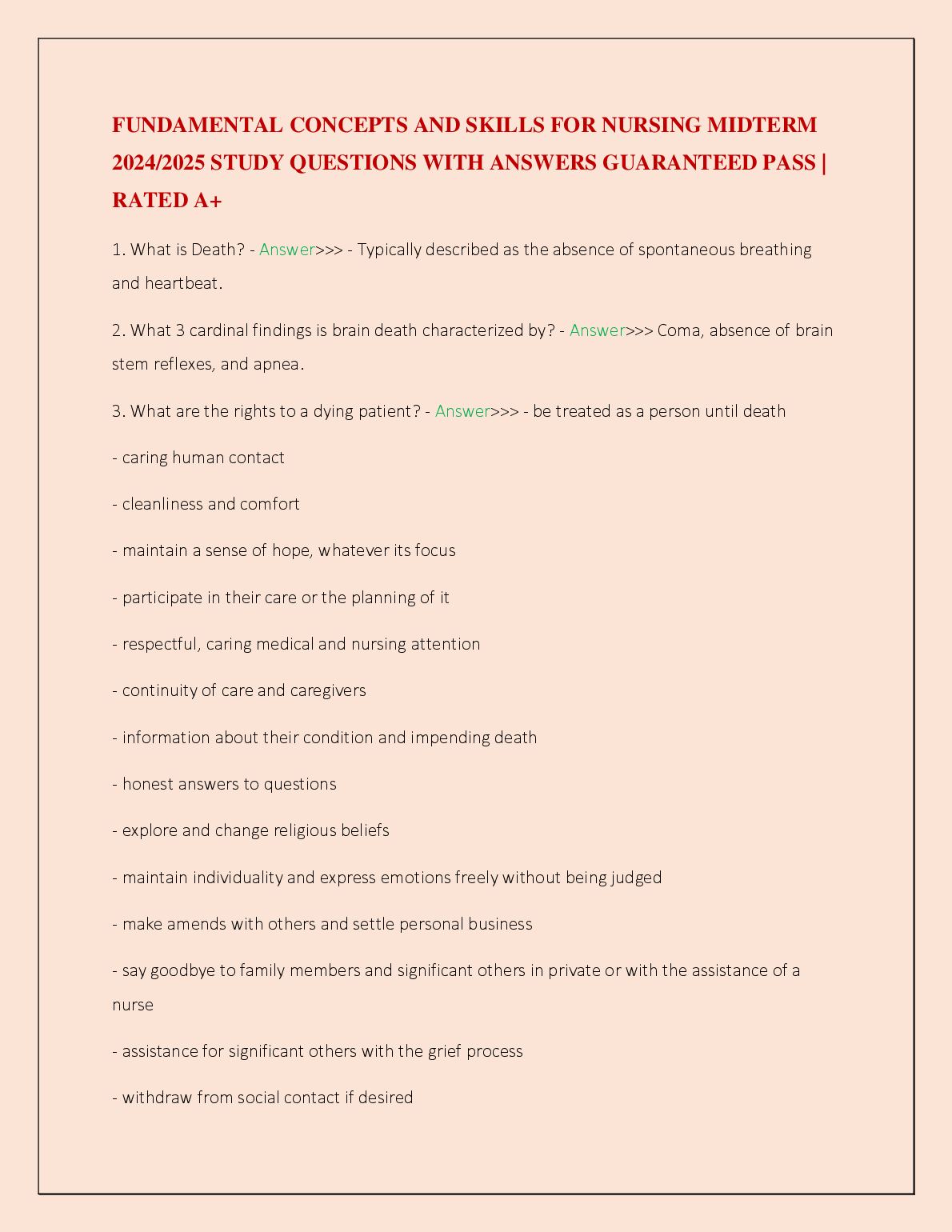 Nursing Midterm Questions and Answers for 2026/2027 Exams