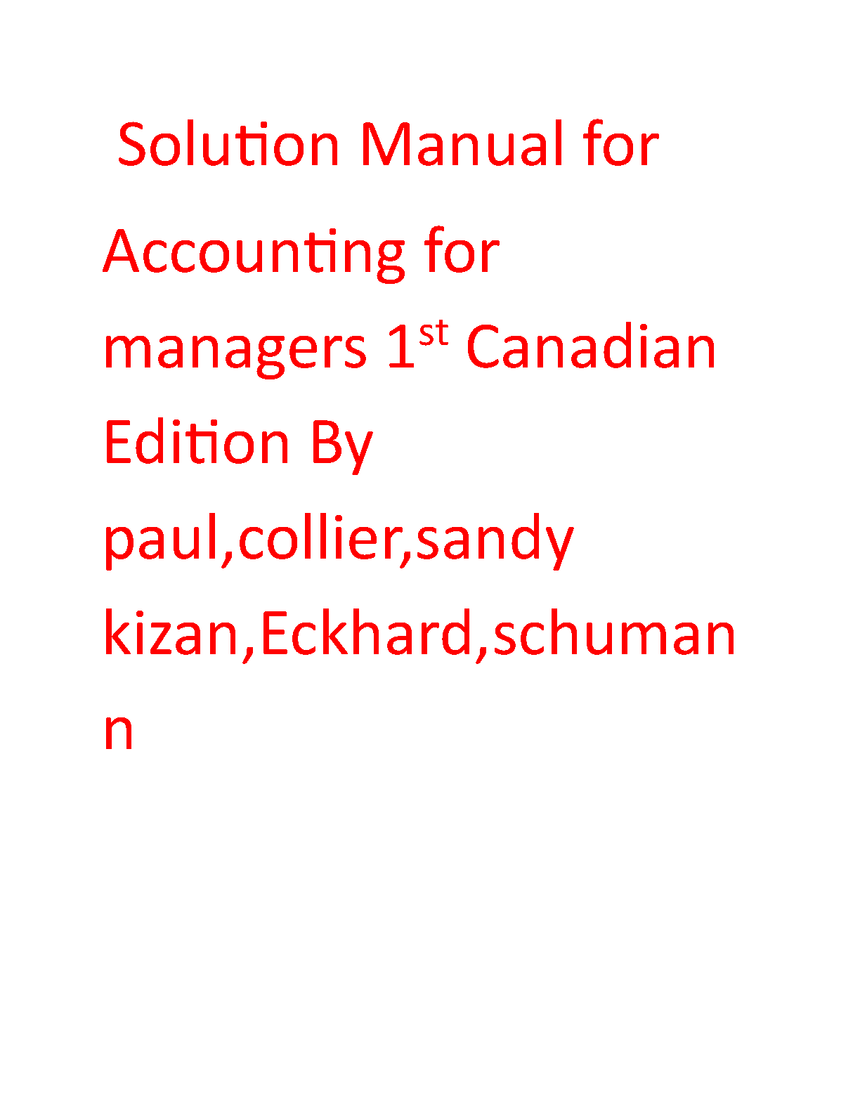 Accounting for Managers, 1st Edition