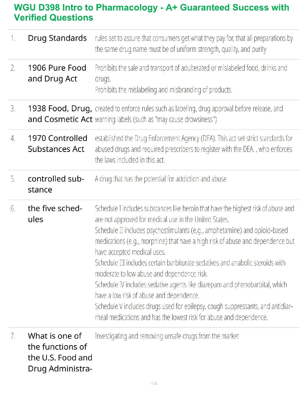 WGU D398 Intro to Pharmacology Study Guide 2025