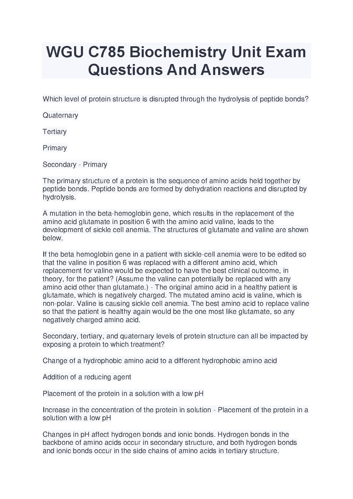 WGU C785 Biochemistry Exam Qs A 2024-2025 Guide IMG-1