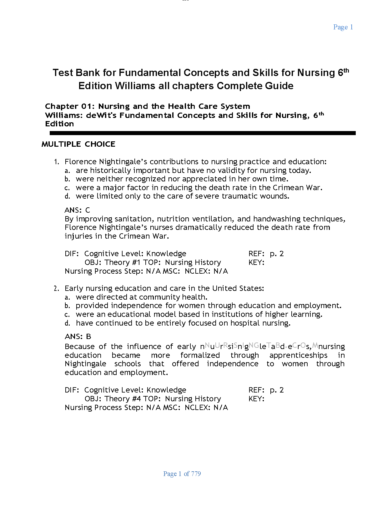 deWit's Nursing Fundamentals Test Bank 6th Ed | 2026/27 IMG-1