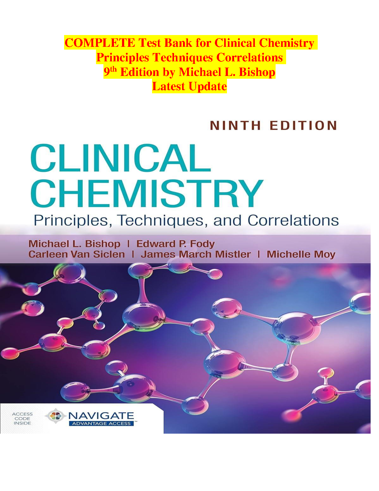 Clinical Chemistry, 9th Edition by Michael L. Bishop IMG-1