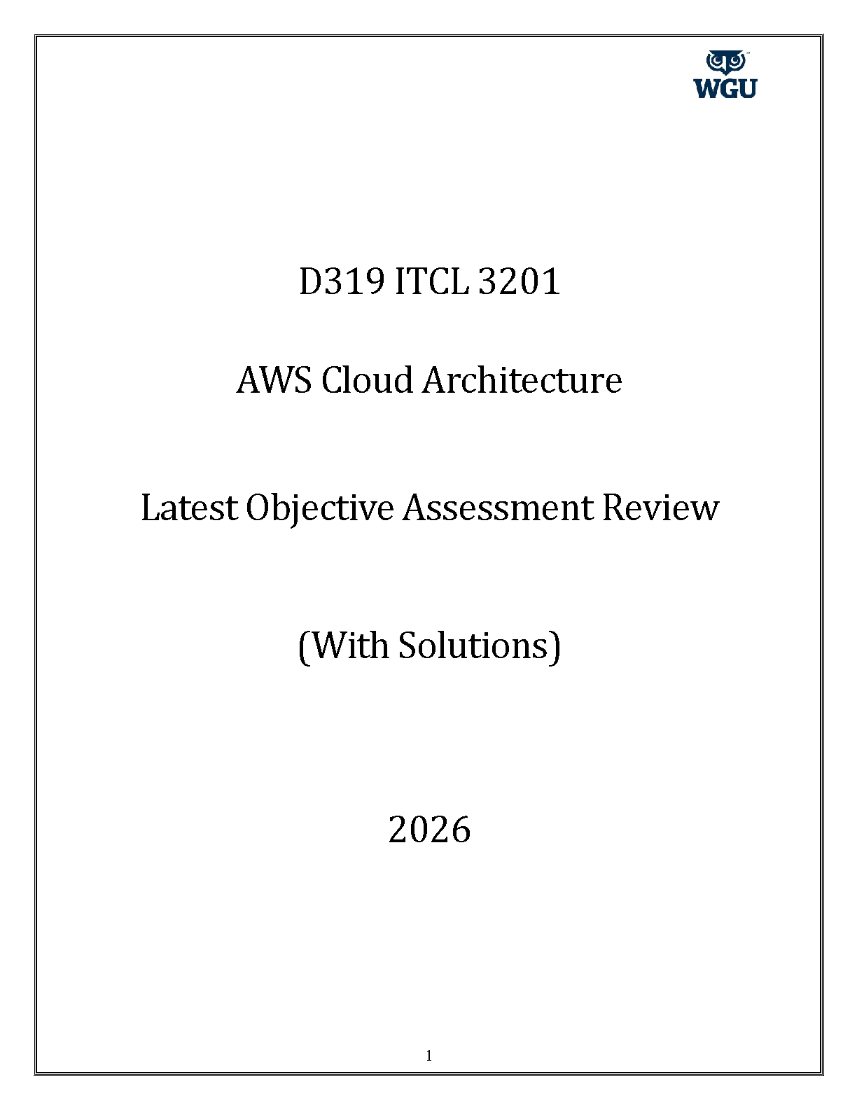 WGU D319 AWS Cloud Architecture Exam Prep Guide 2025/2026 IMG-1