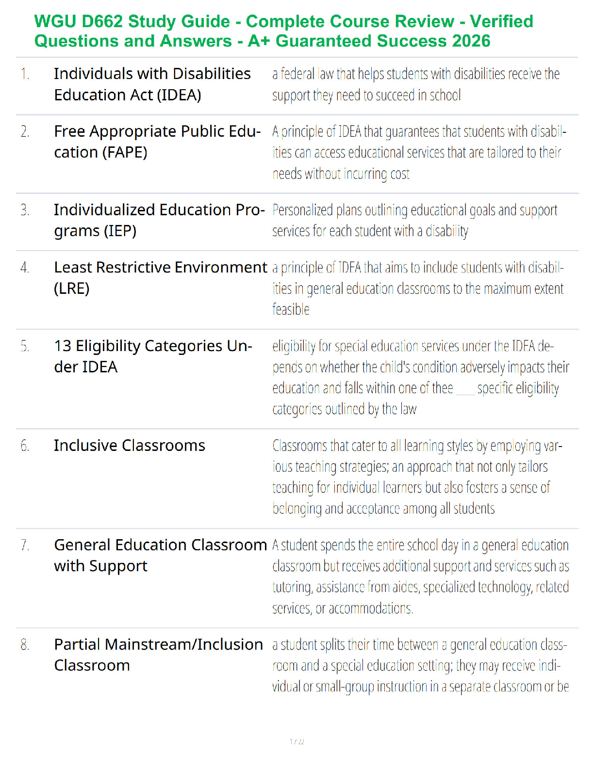 WGU D662 Special Education Law and Inclusive Teaching Study Guide IMG-1