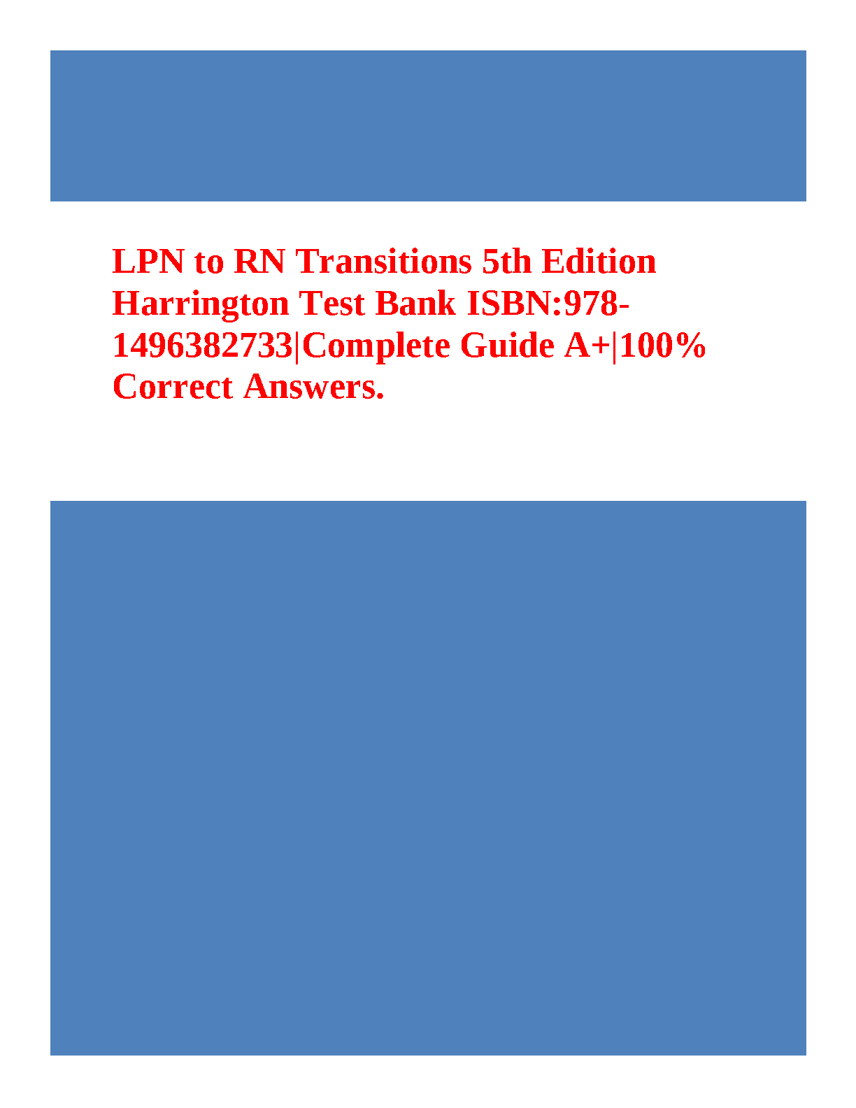 LPN To RN Transitions, 5th Edition Test Bank