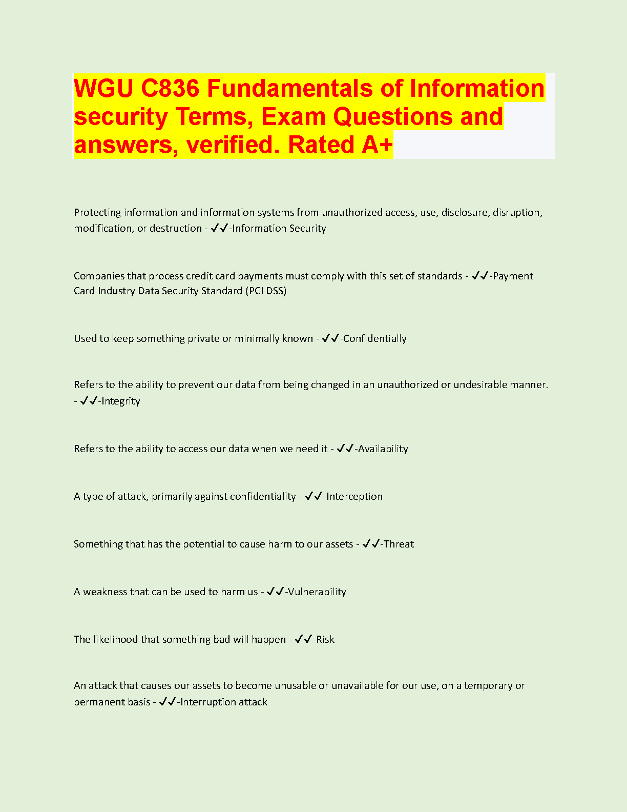WGU C836 Info Sec Exam Qs & As Verified A+ IMG-1