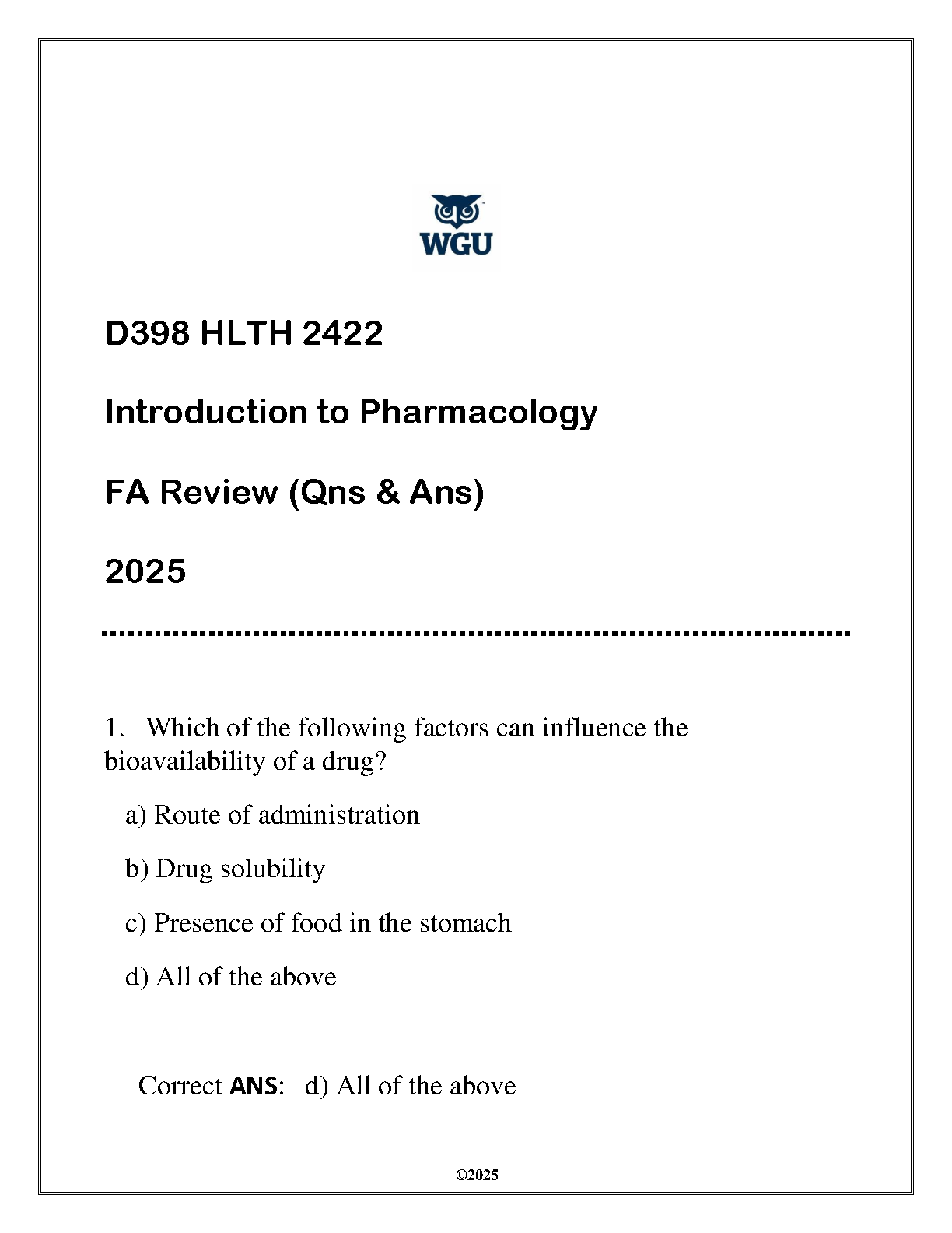 WGU HLTH 2422 Intro Pharmacology Final Exam Study Guide IMG-1