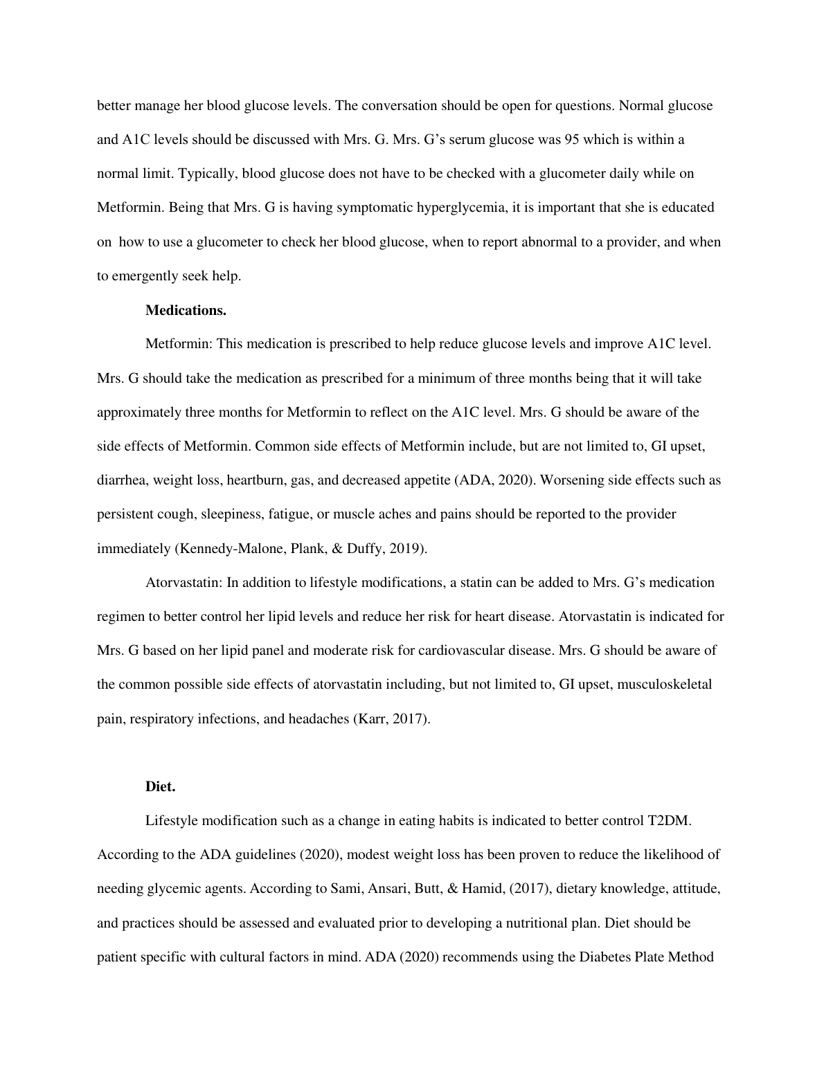 NR 601 Primary Care Diabetes Case Study