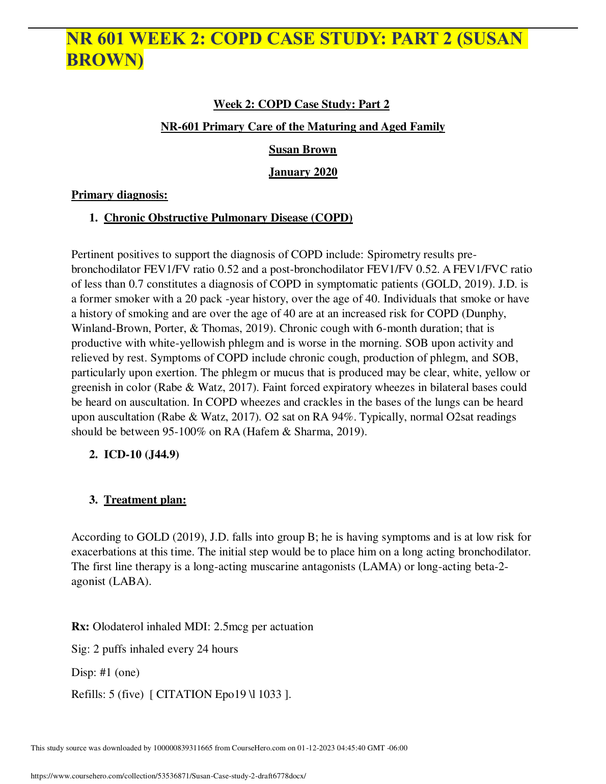 NR 601 COPD Case Study Susan Brown Study Guide IMG-1