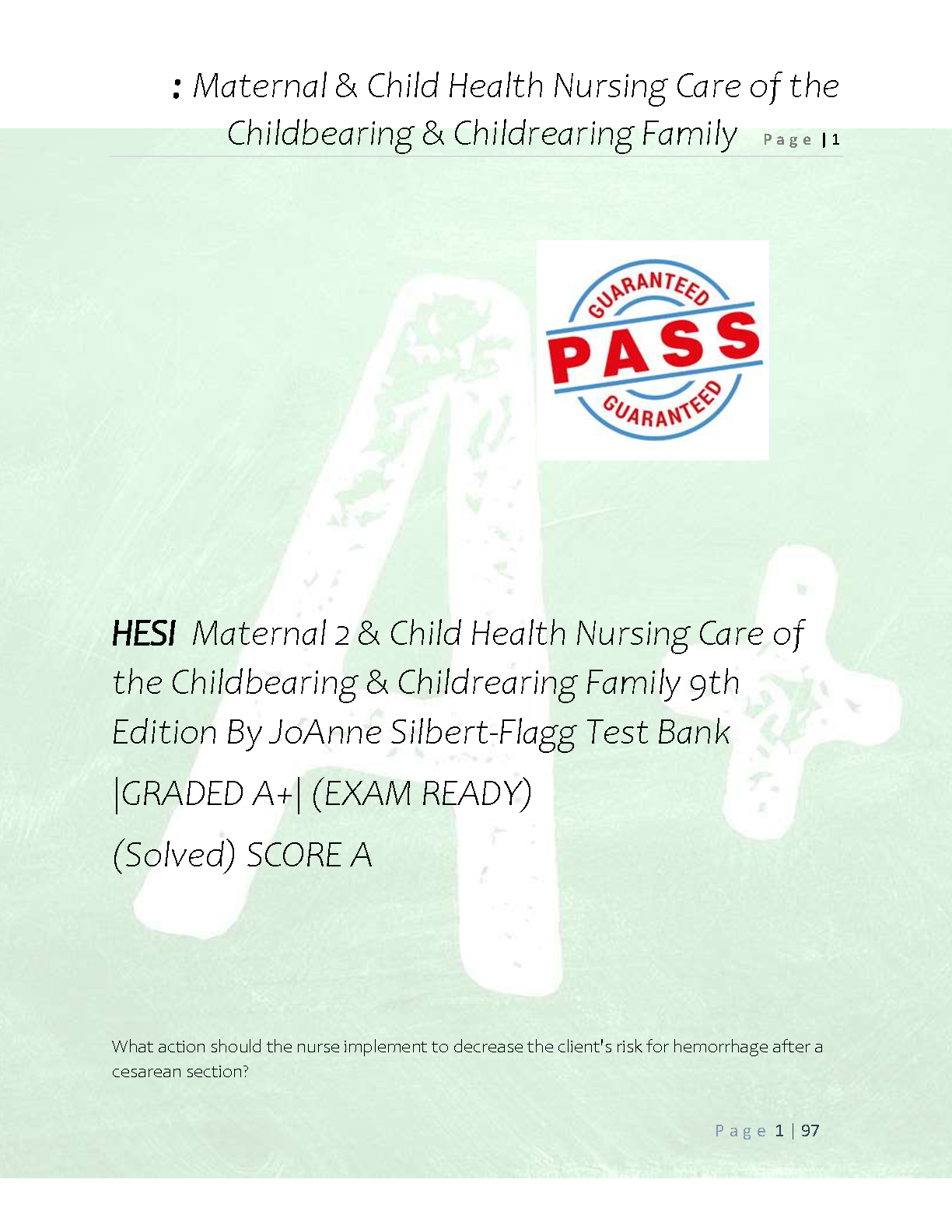 HESI Maternal Child Nursing Test Bank 2026/27 Complete