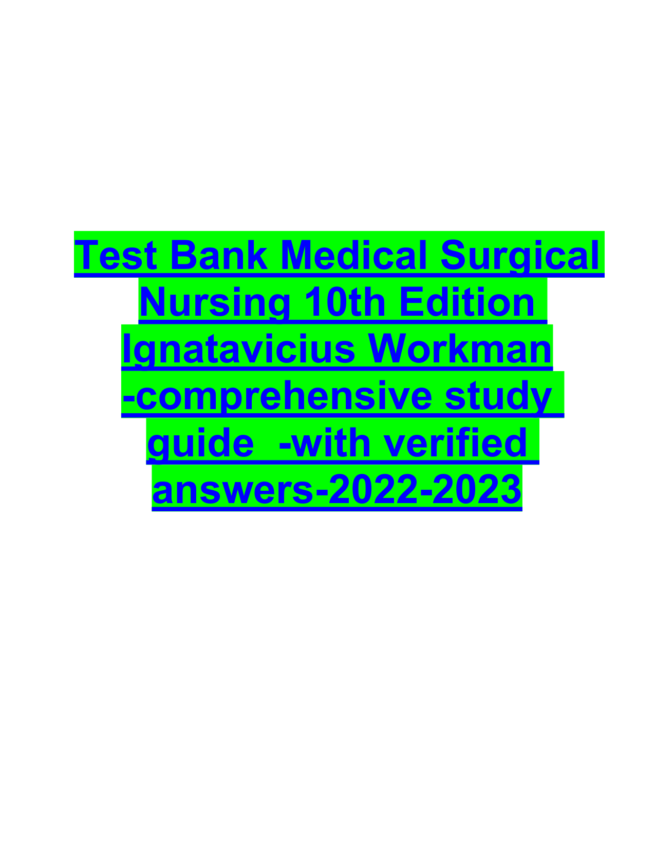 Medical-Surgical Nursing 10th Edition TEST BANK