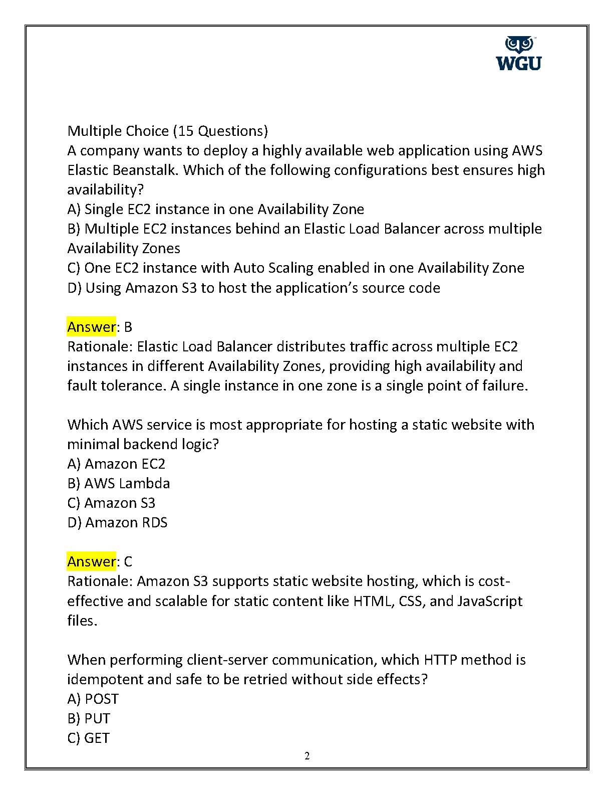WGU D276 Web Dev Foundations 2026 Test Bank Answers