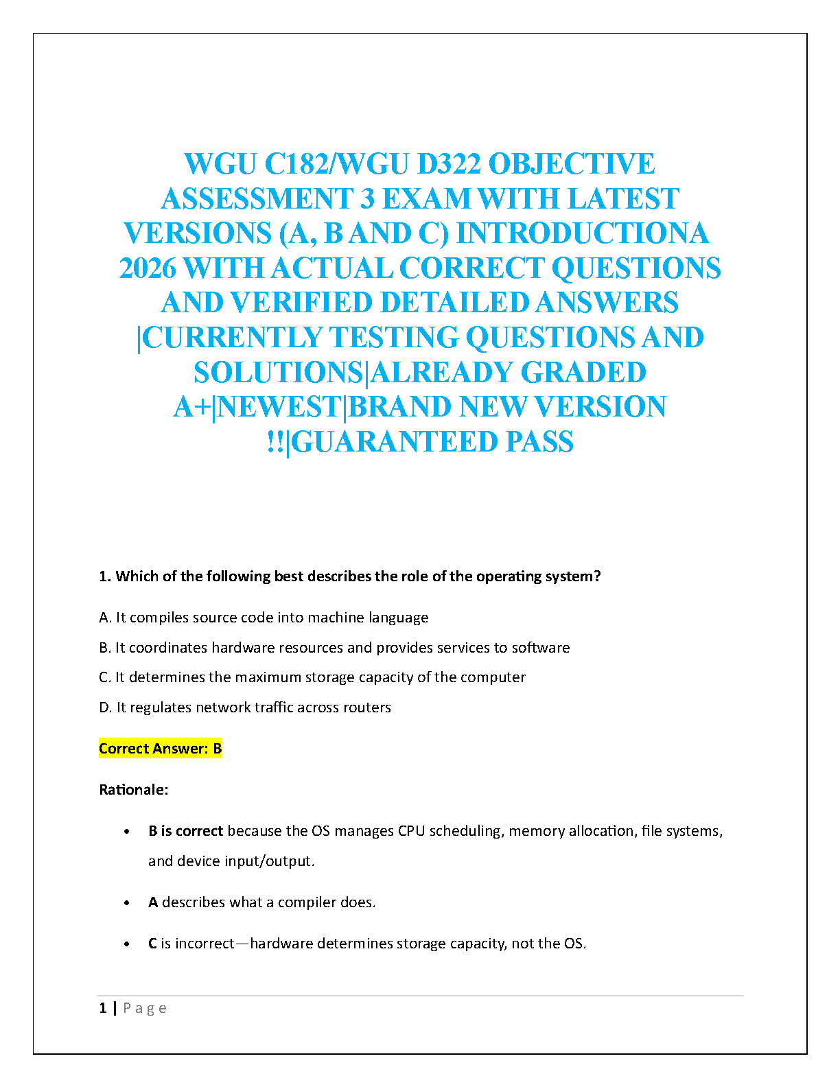 WGU C182 IT Obj Asmt 3 Test Bank 2025 Answers IMG-1