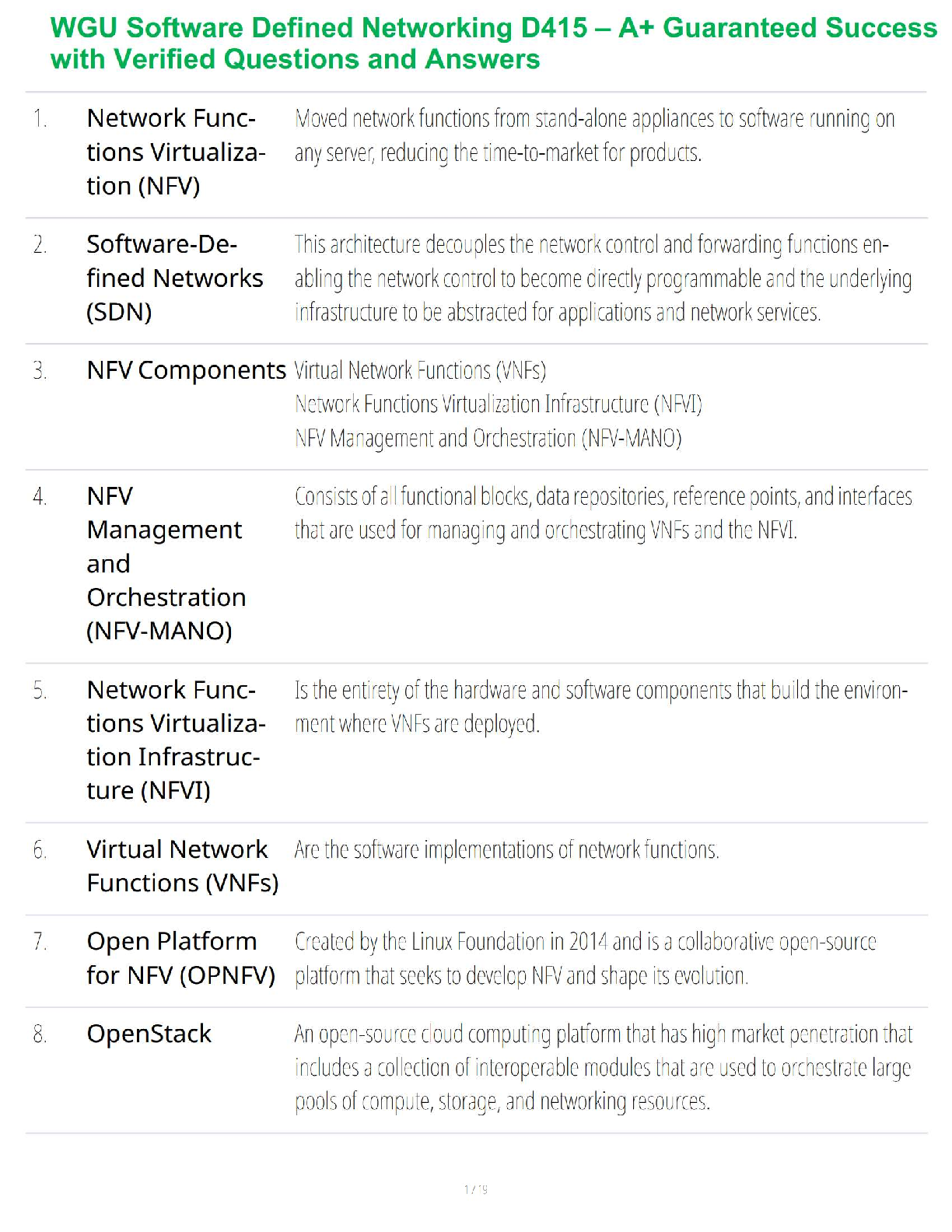 WGU D415 SDN Test Bank - Verified Q&A