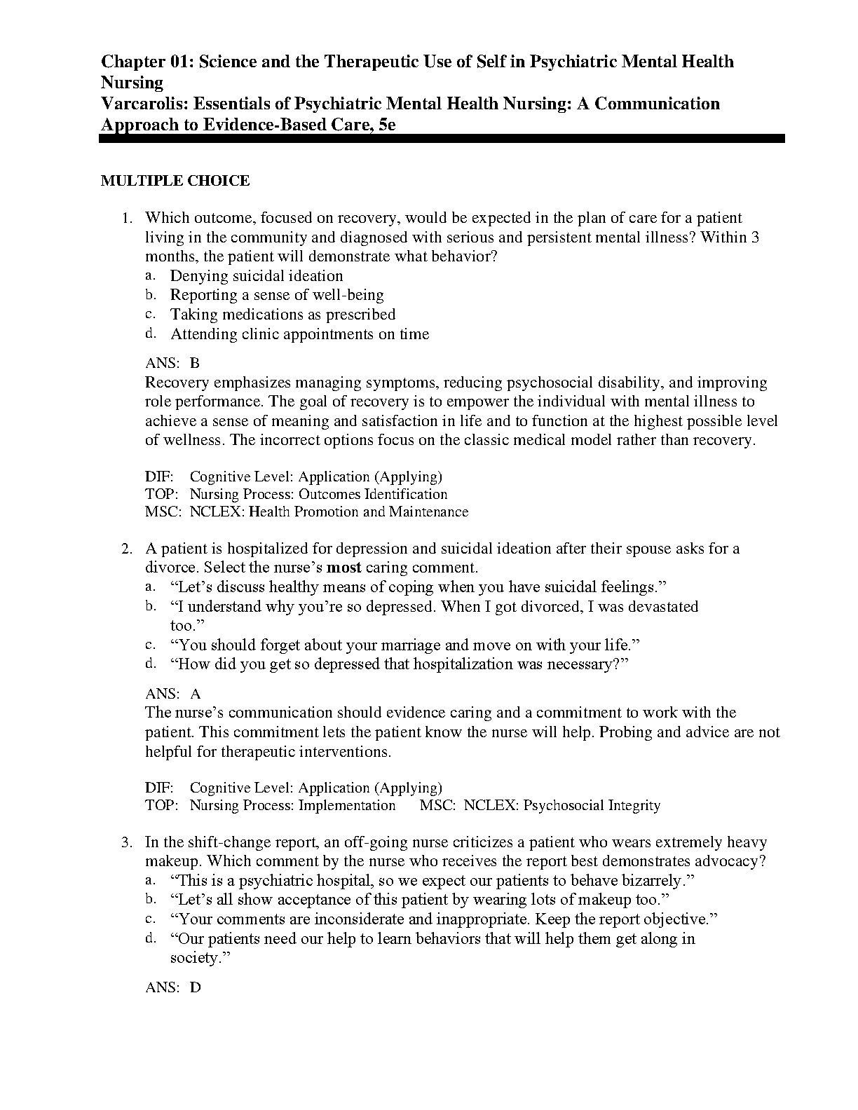 Varcarolis Essentials of Psychiatric Mental Health Nursing