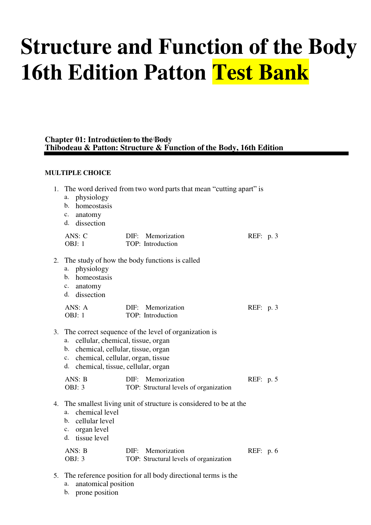 Structure and Function of the Body, 16th Edition