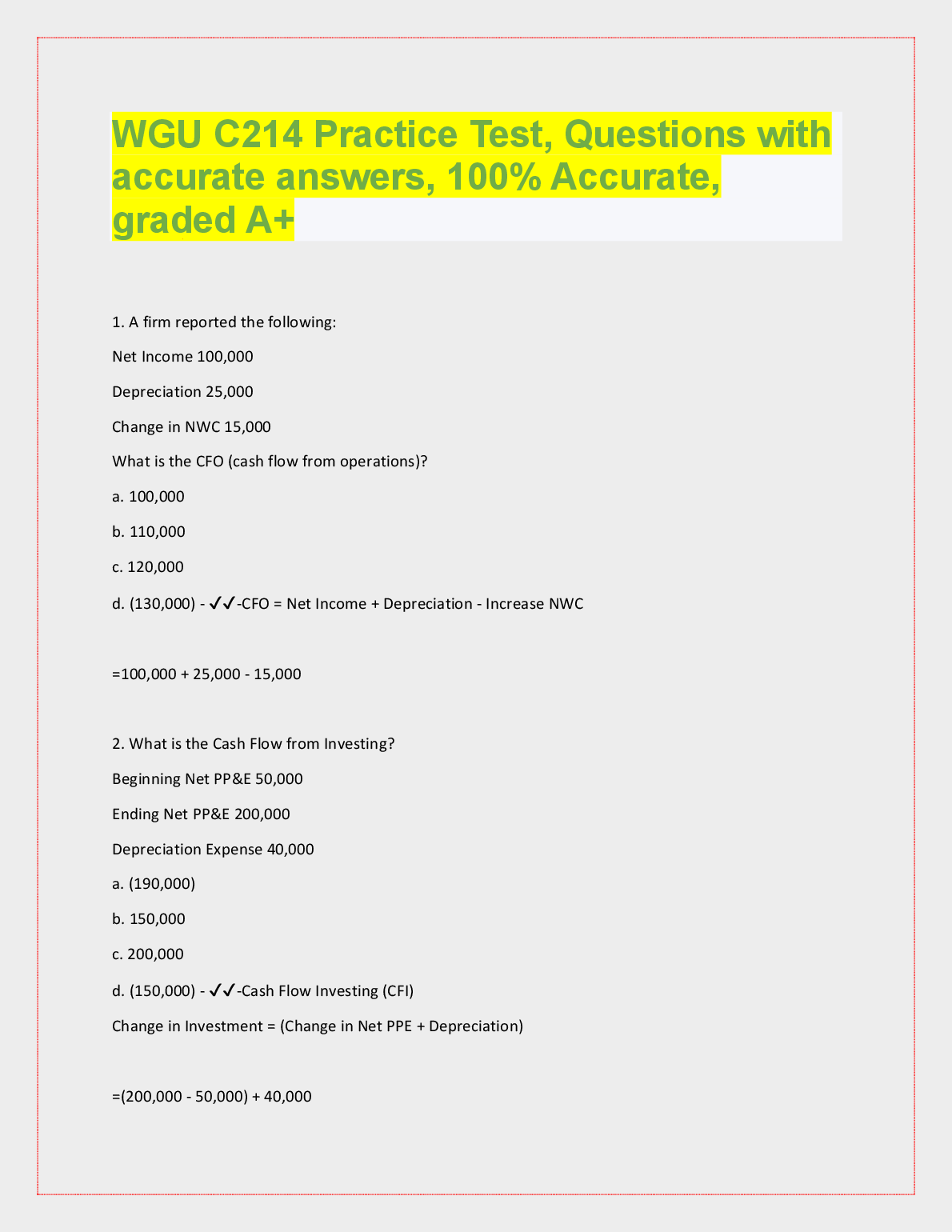 WGU C214 Practice Test | Verified Answers & Study Aid