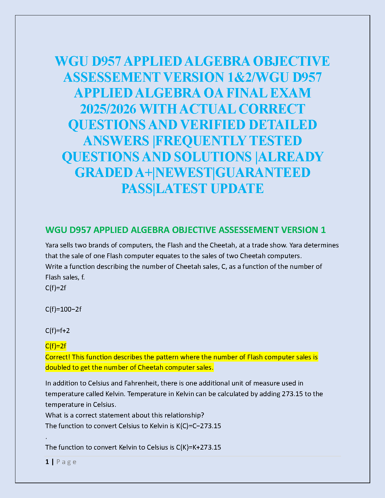 WGU D957 Applied Algebra Exam Solutions 2025/2026 IMG-1