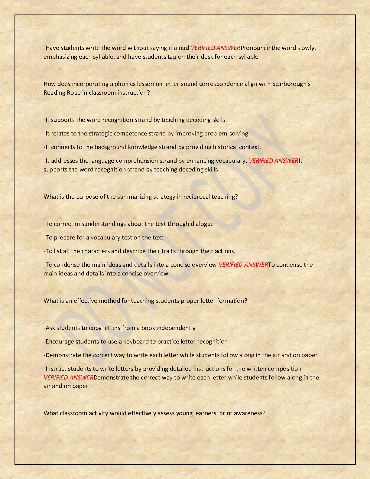 WGU D676 Early Literacy Methods Test Bank 2025: 300 Qs + Answers