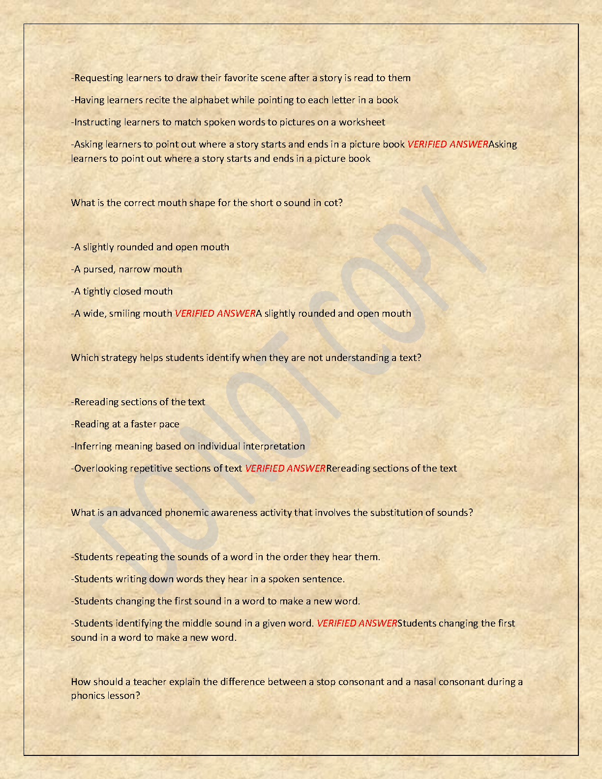 WGU D676 Early Literacy Methods Test Bank 2025: 300 Qs + Answers IMG-3