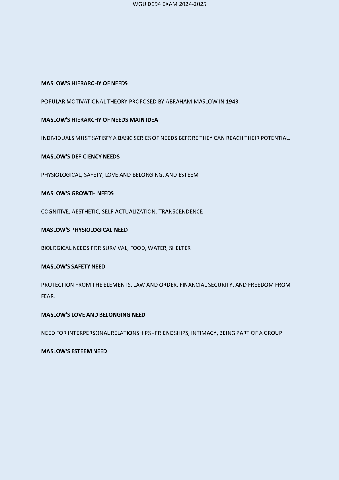 WGU D094 Study Guide 2024-2025: Pass on the First Try