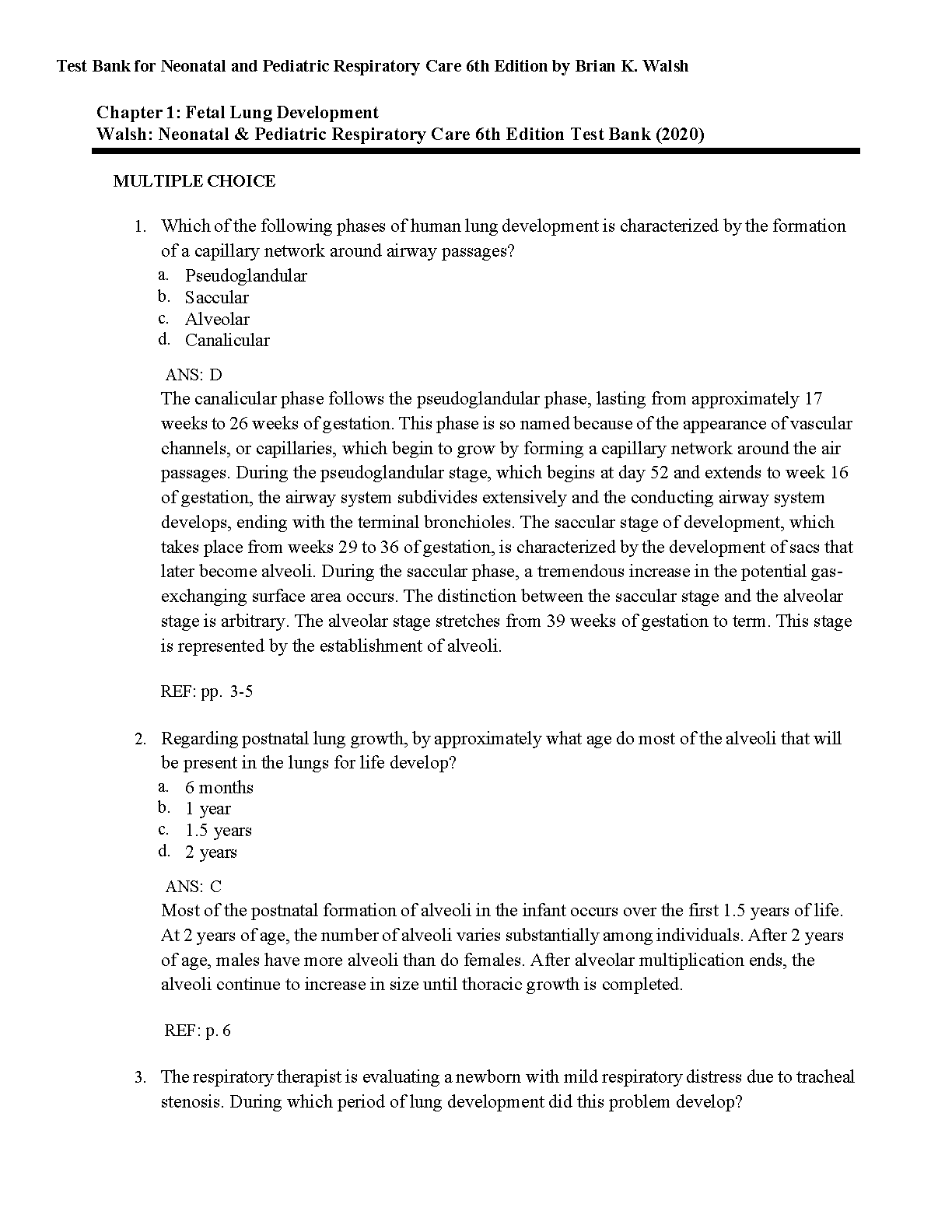 Neonatal and Pediatric Respiratory Care Test Bank 2026 IMG-3