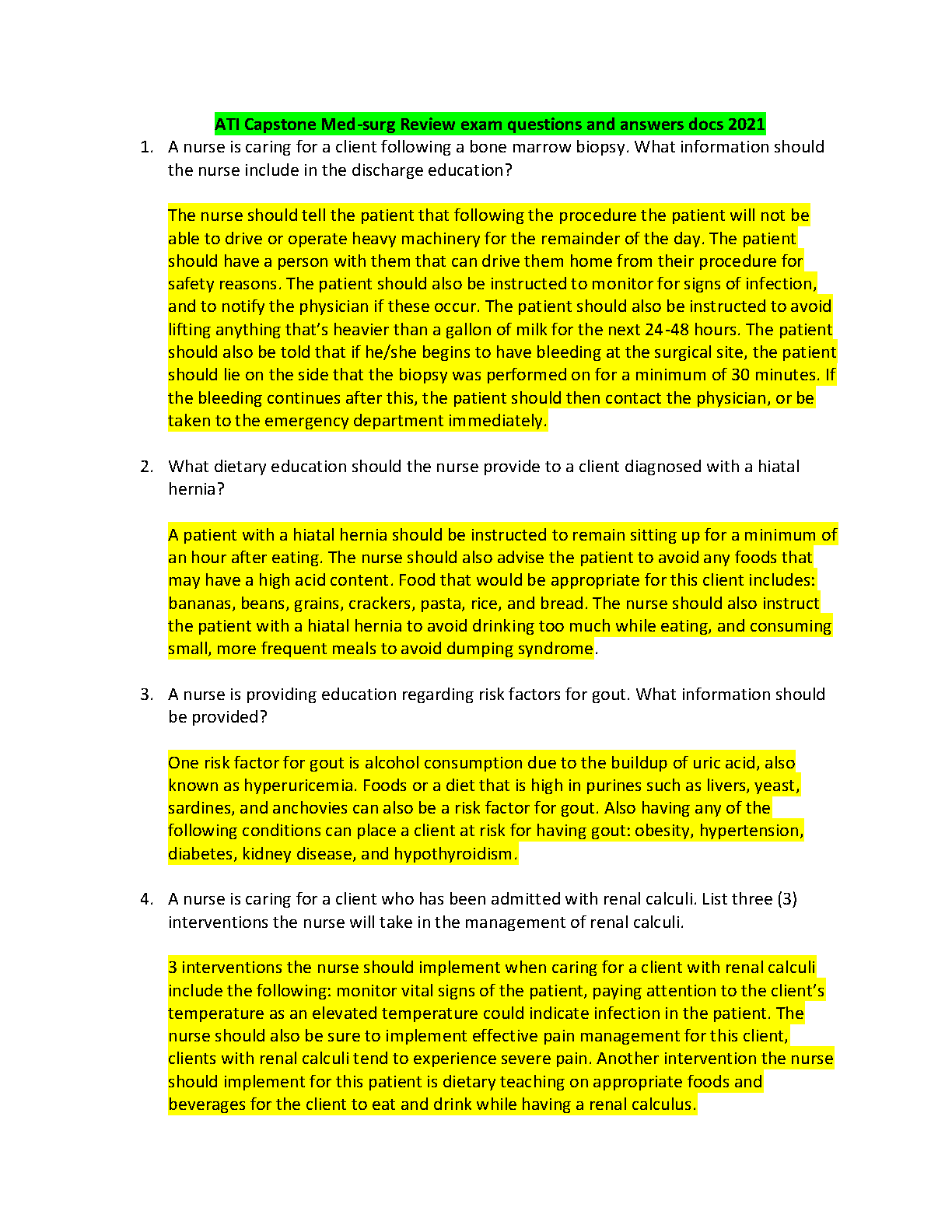ATI Capstone Med Surg Review 2026/27 Study Guide
