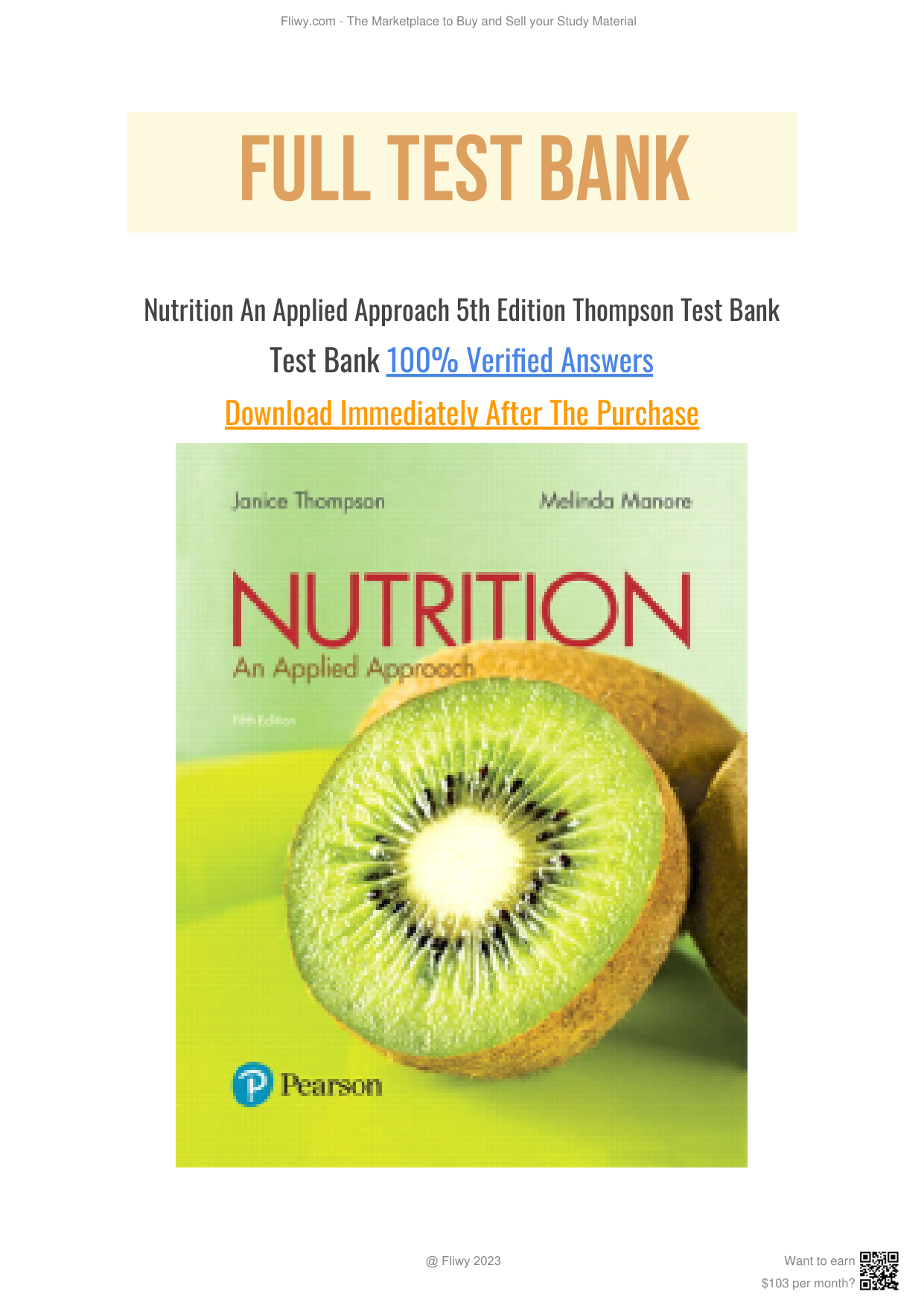 Nutrition: An Applied Approach 5th Edition TEST BANK