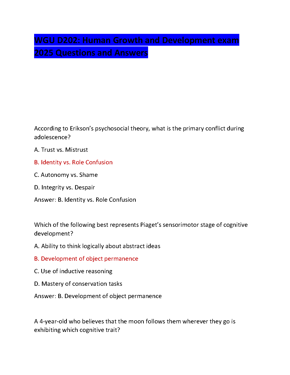 WGU D202 Human Growth Development 2025 Qs and As IMG-1