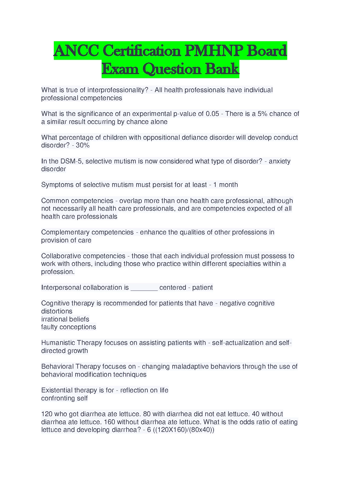 PMHNP ANCC Board Exam Questions 2026/2027 IMG-1
