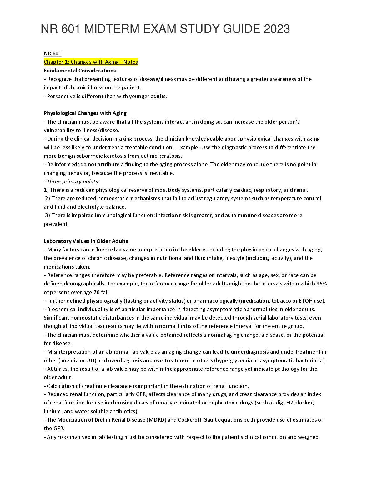 NR 601 Midterm Exam Study Guide 2024/2025 Nursing Notes