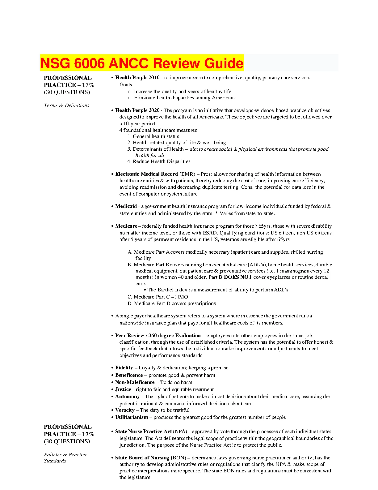 ANCC NSG 6006 Review Guide 2026/27