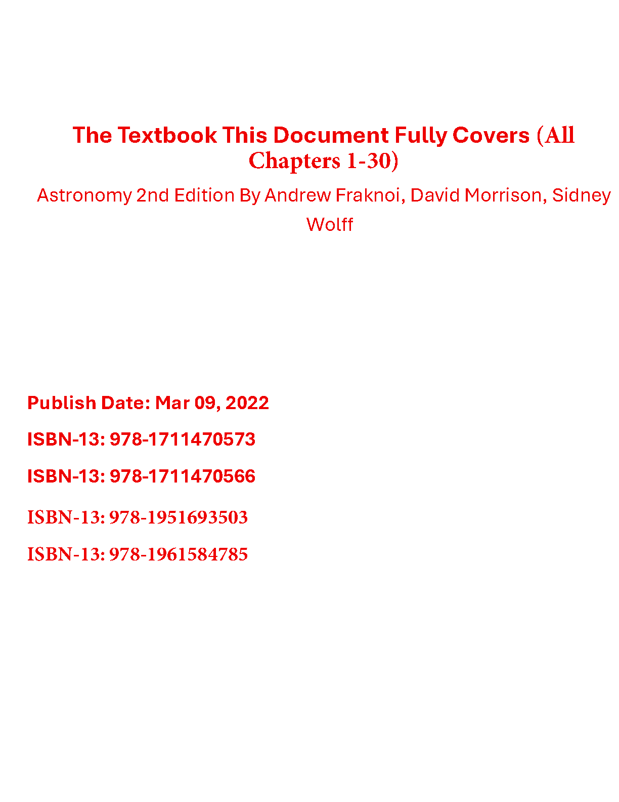 Astronomy 2nd Ed Test Bank Fraknoi & Morrison Verified A+