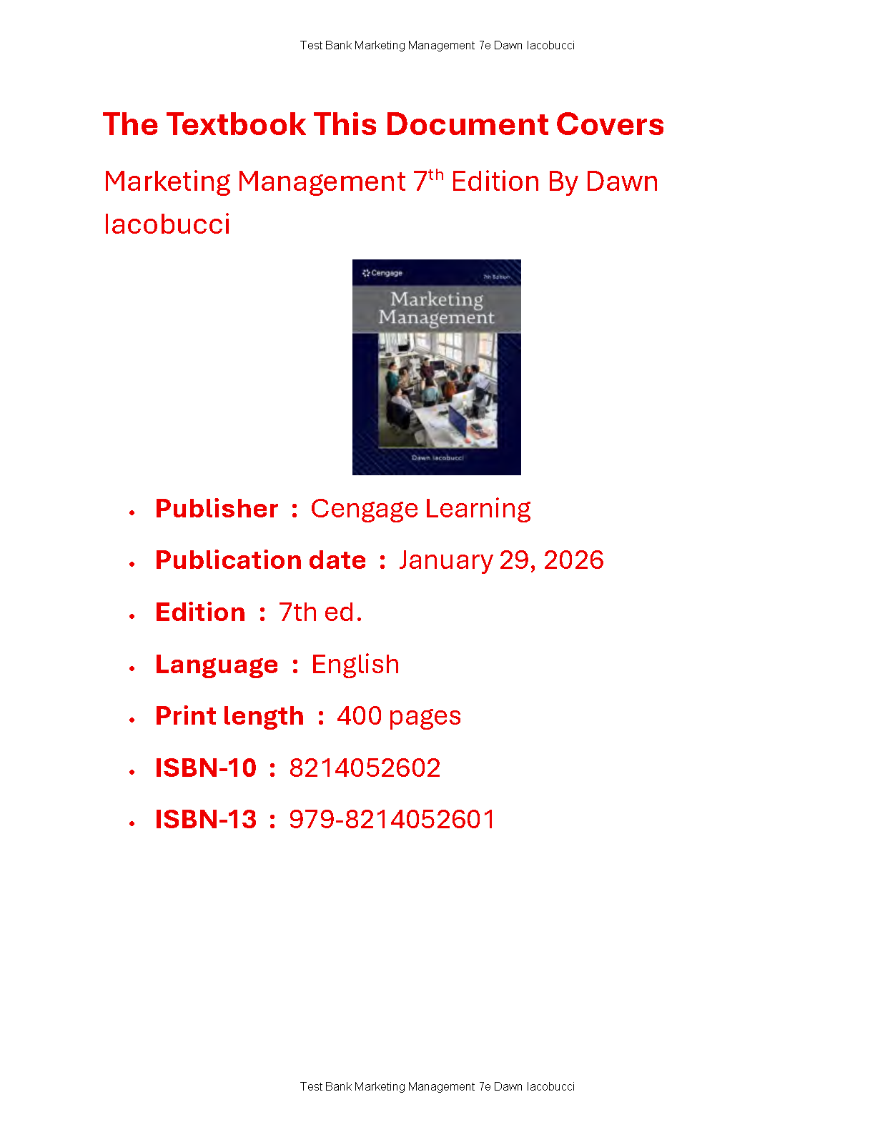 Iacobucci Marketing Management 7e Test Bank Chapters 1-17
