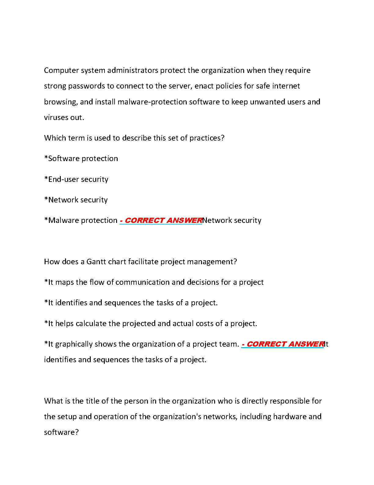 WGU D075 IT Mgmt OA Test Bank 2025 2026 Questions & Answers