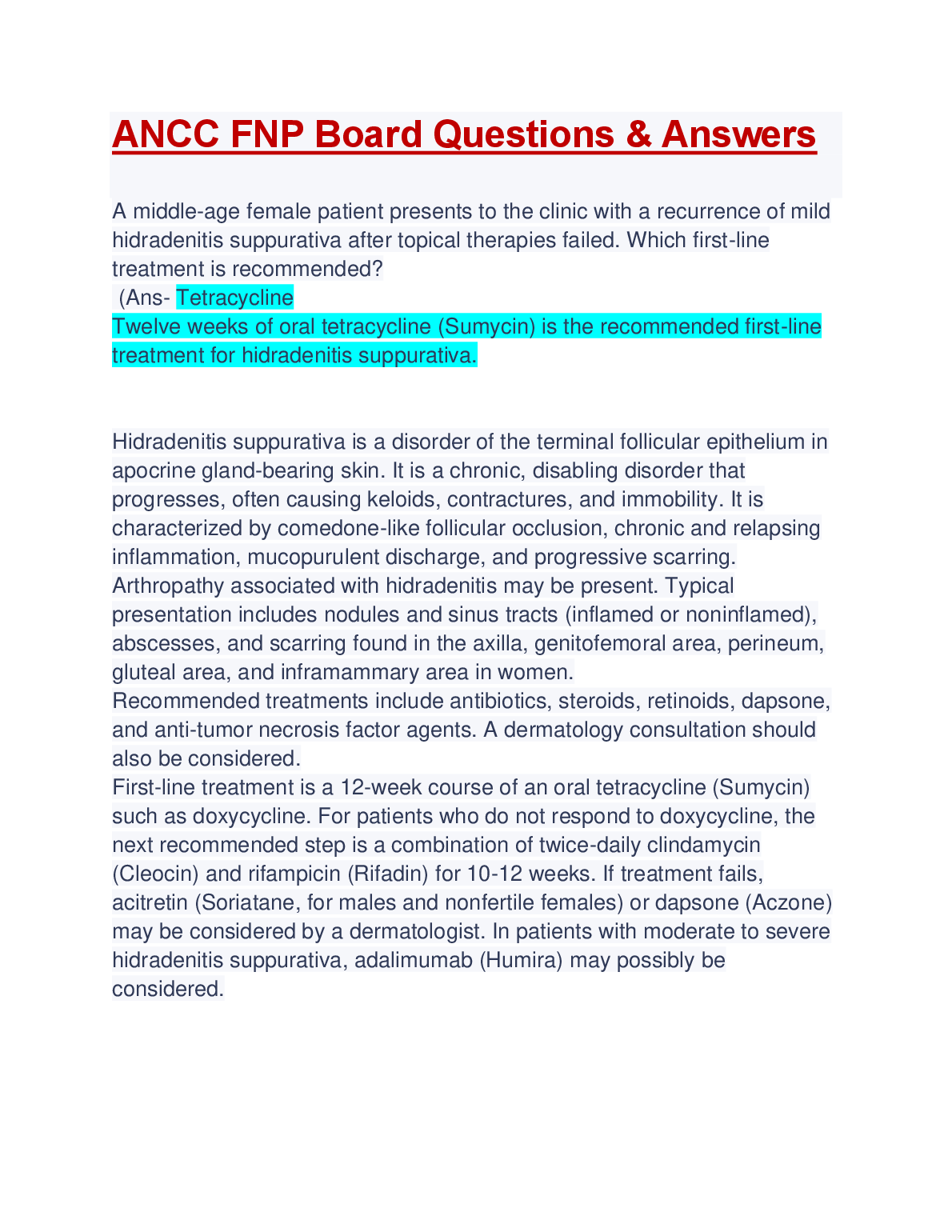 ANCC FNP Board Exam Questions and Answers 2026/27