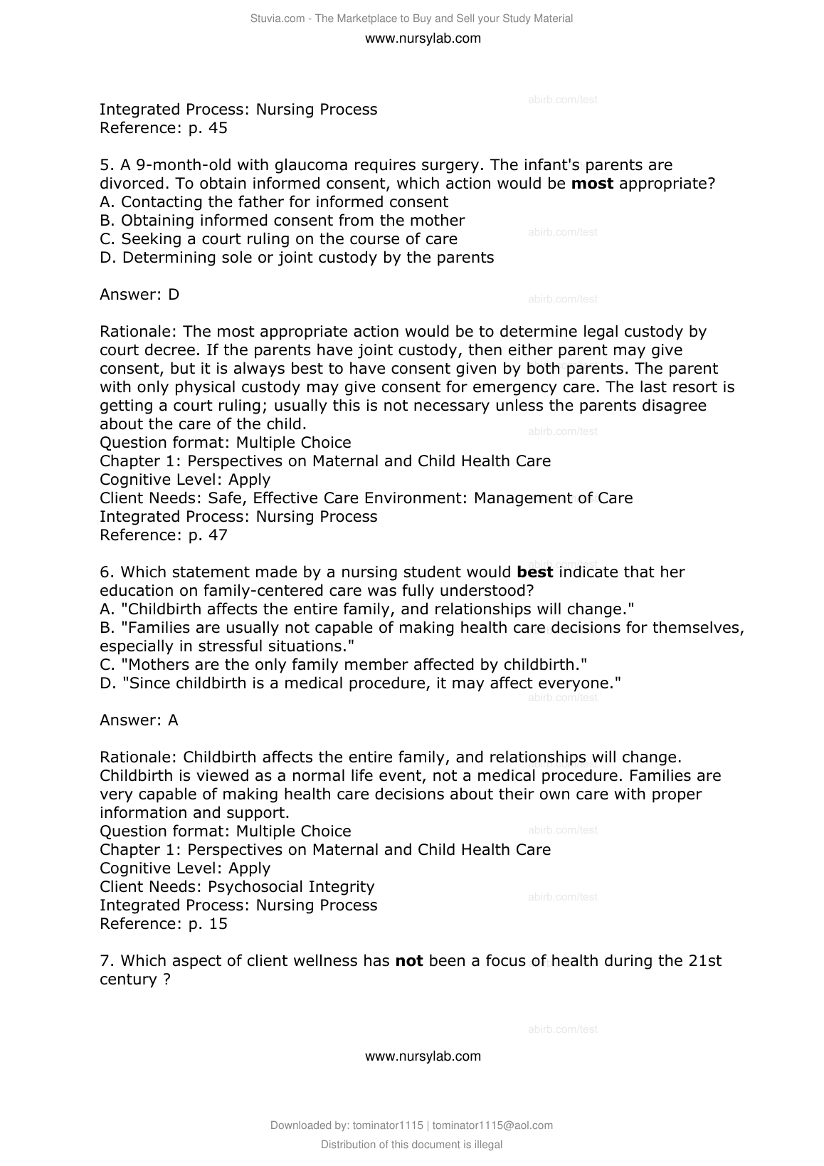 Maternity & Pediatric Nursing Test Bank 2026/27 IMG-1