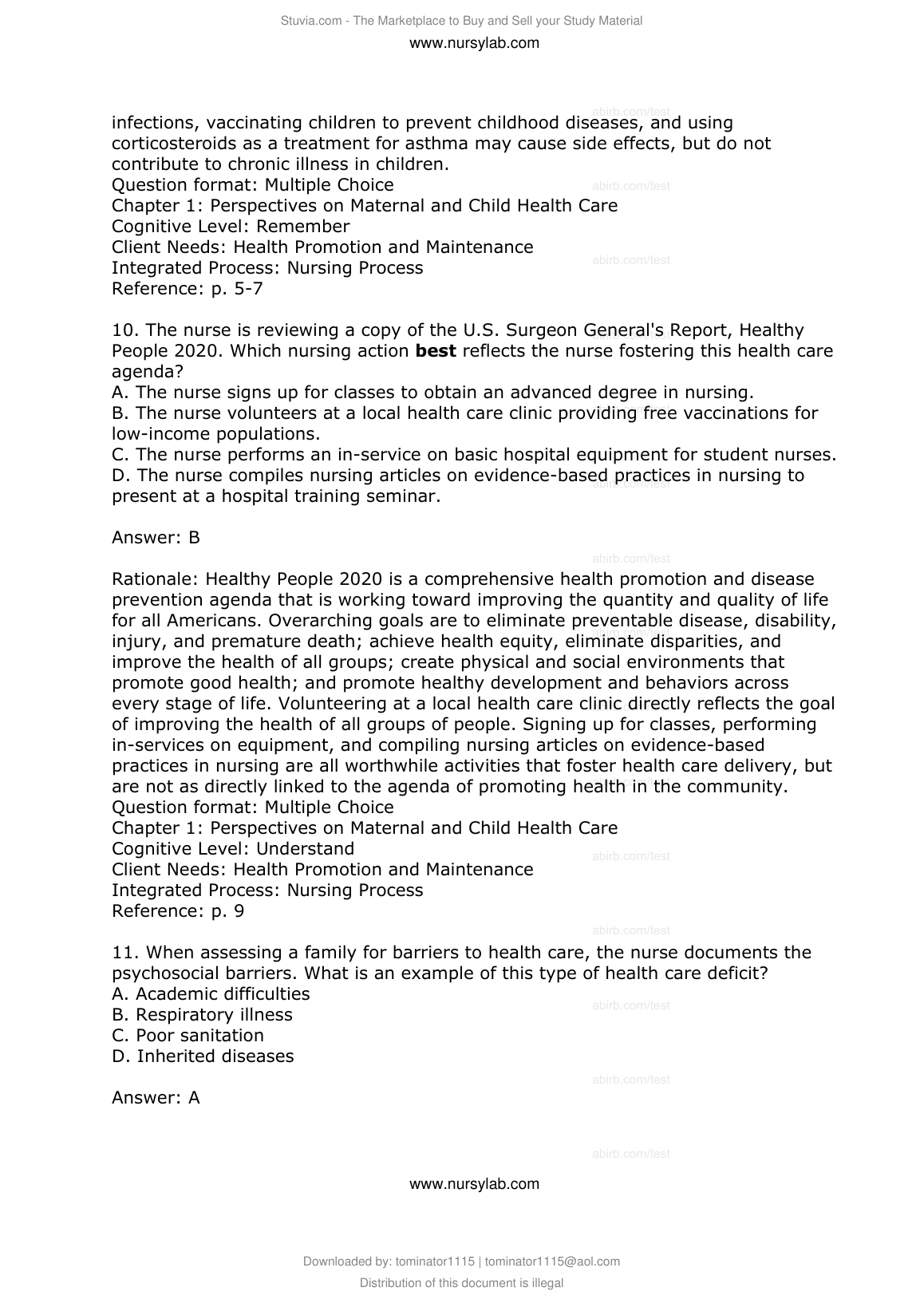 Maternity & Pediatric Nursing Test Bank 2026/27 IMG-3