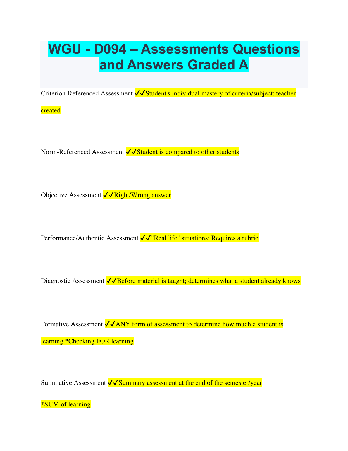 WGU D094 Exam Questions and Answers 2024-2025 IMG-1