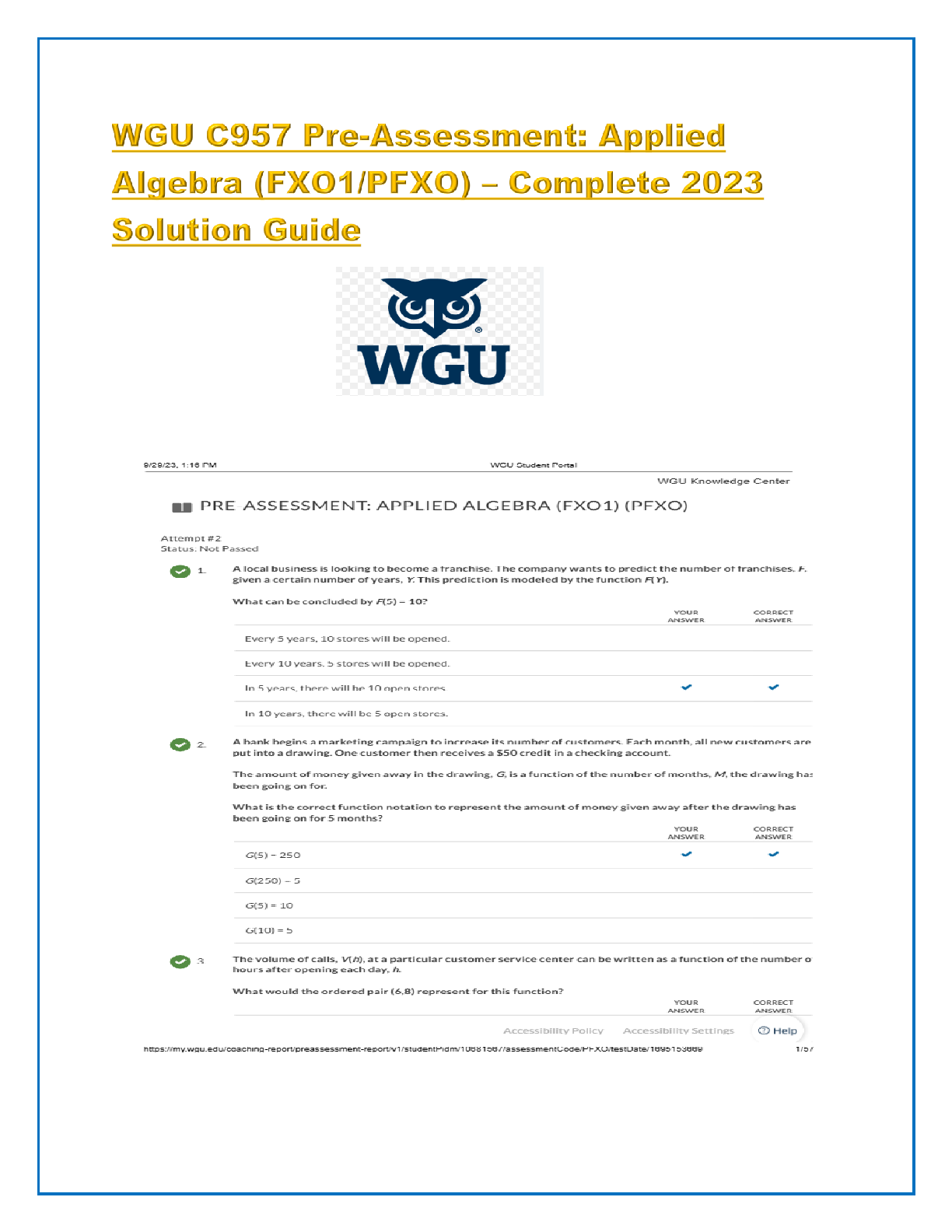 WGU C957 Applied Algebra Pre-Assessment Solutions 2026 IMG-1