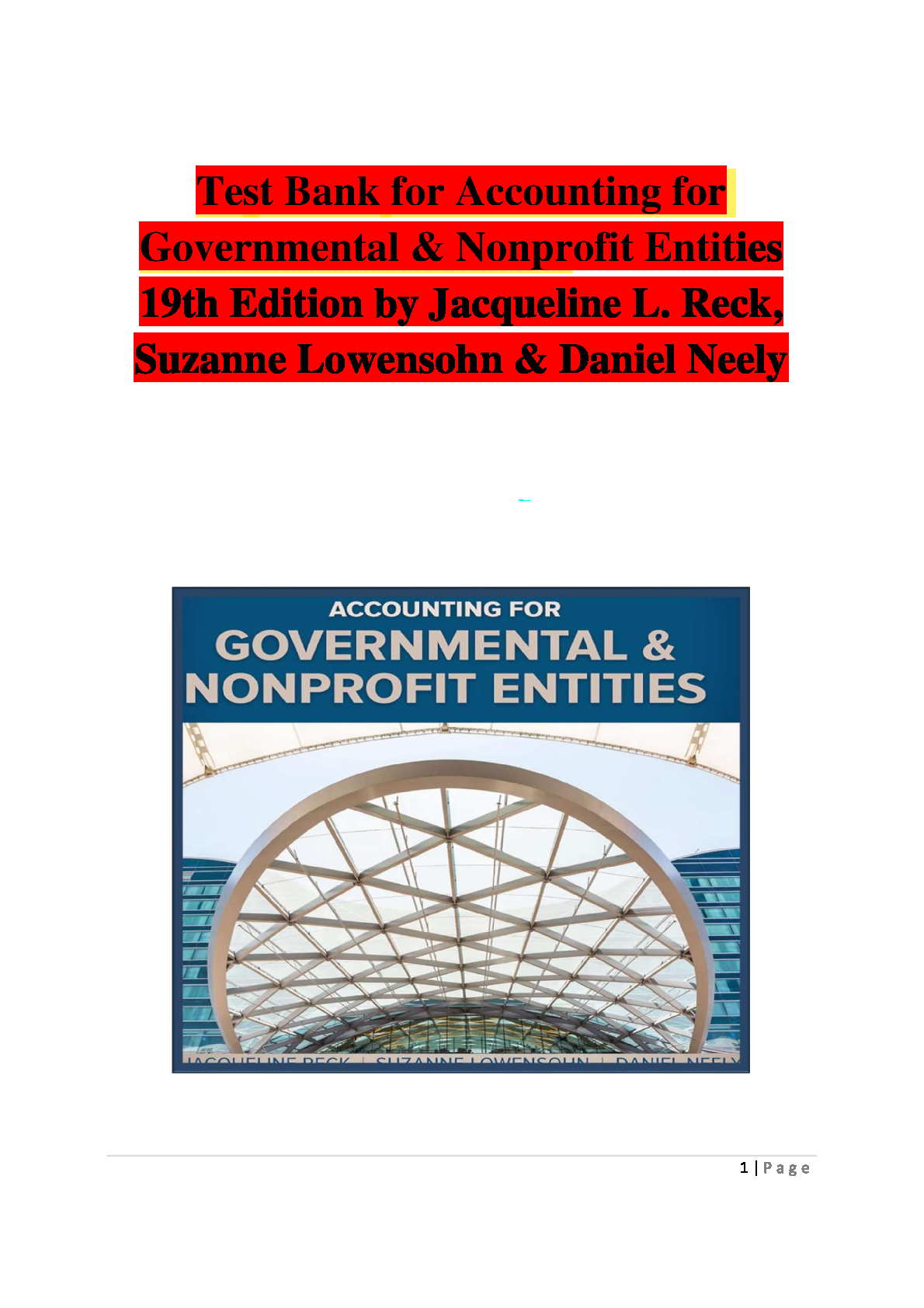 Accounting for Governmental and Nonprofit Entities, 19th Ed