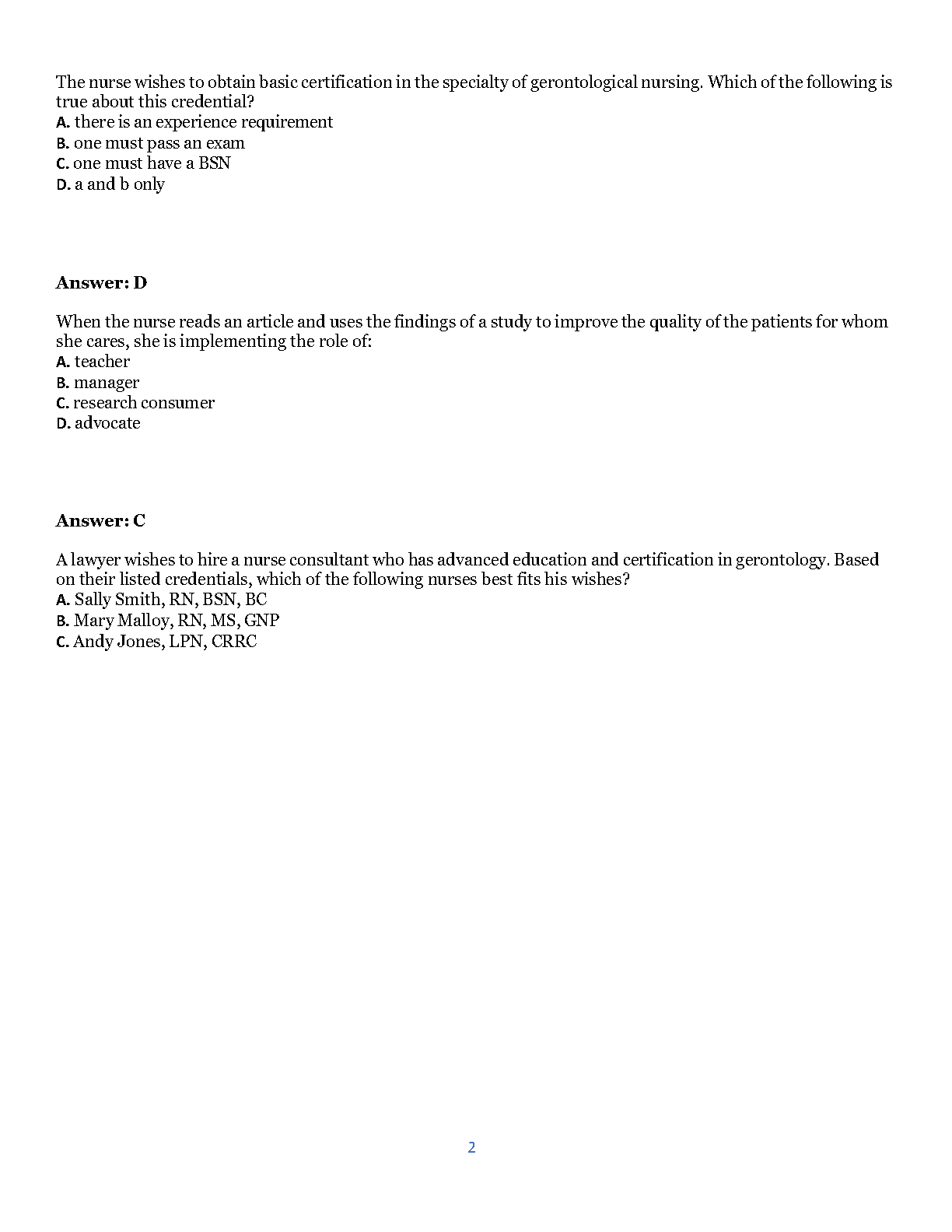 WGU C475 Care of Older Adult Test Bank Answers