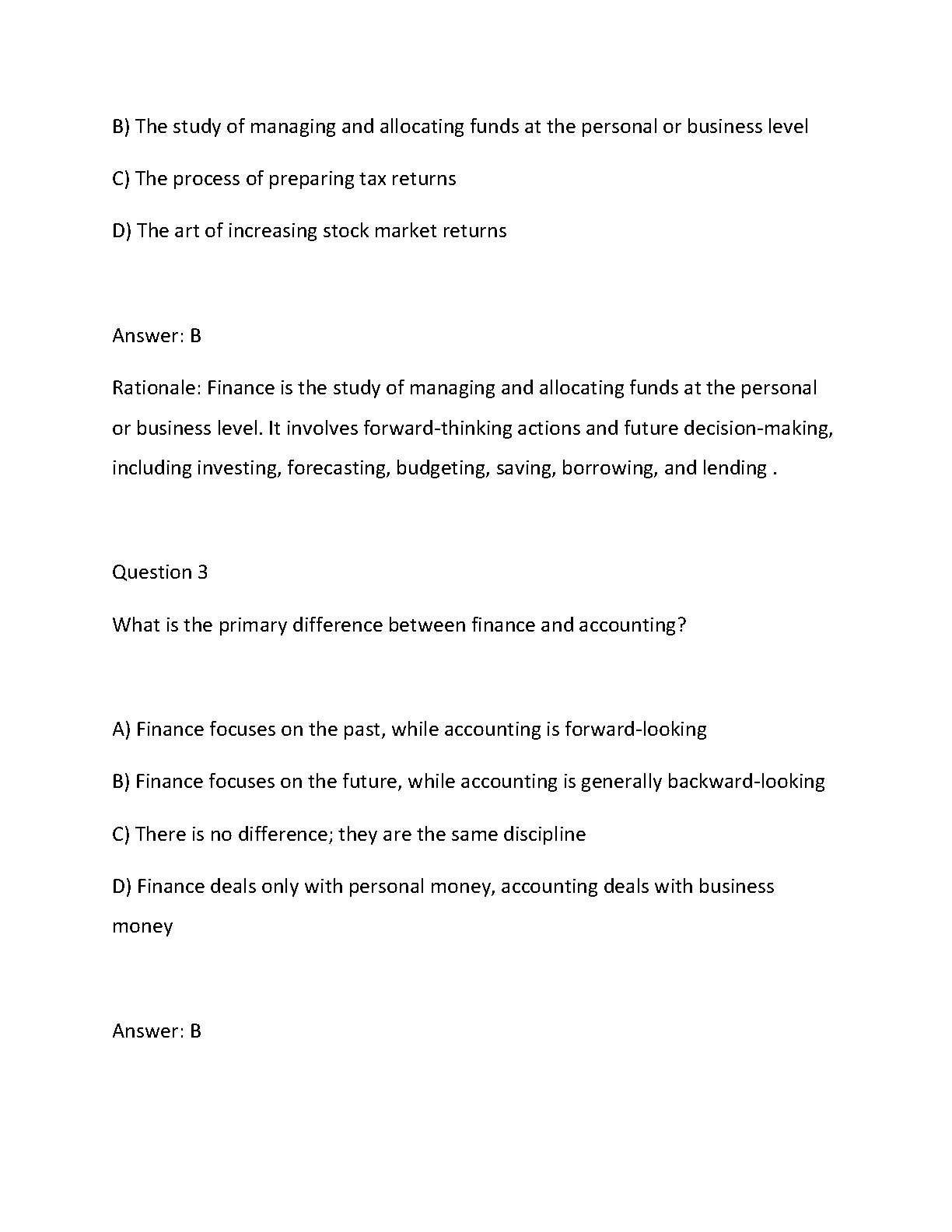 WGU D076 Unit 2 Finance Exam Qs A 2026