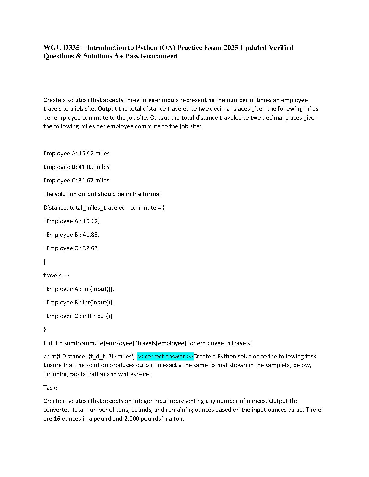 WGU D335 Intro to Python 2025 Practice Exam and Solutions IMG-1