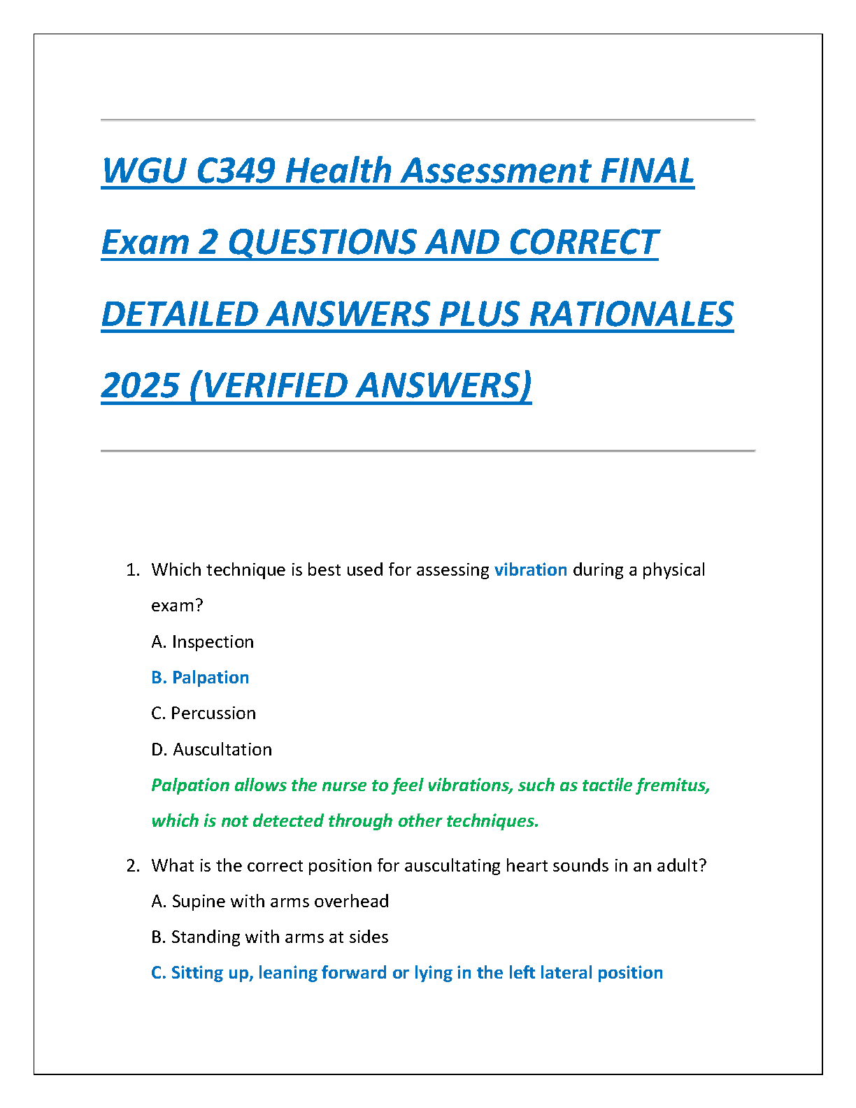 WGU C349 Health Assessment Test Bank: Wilson & Giddens Q&A IMG-1