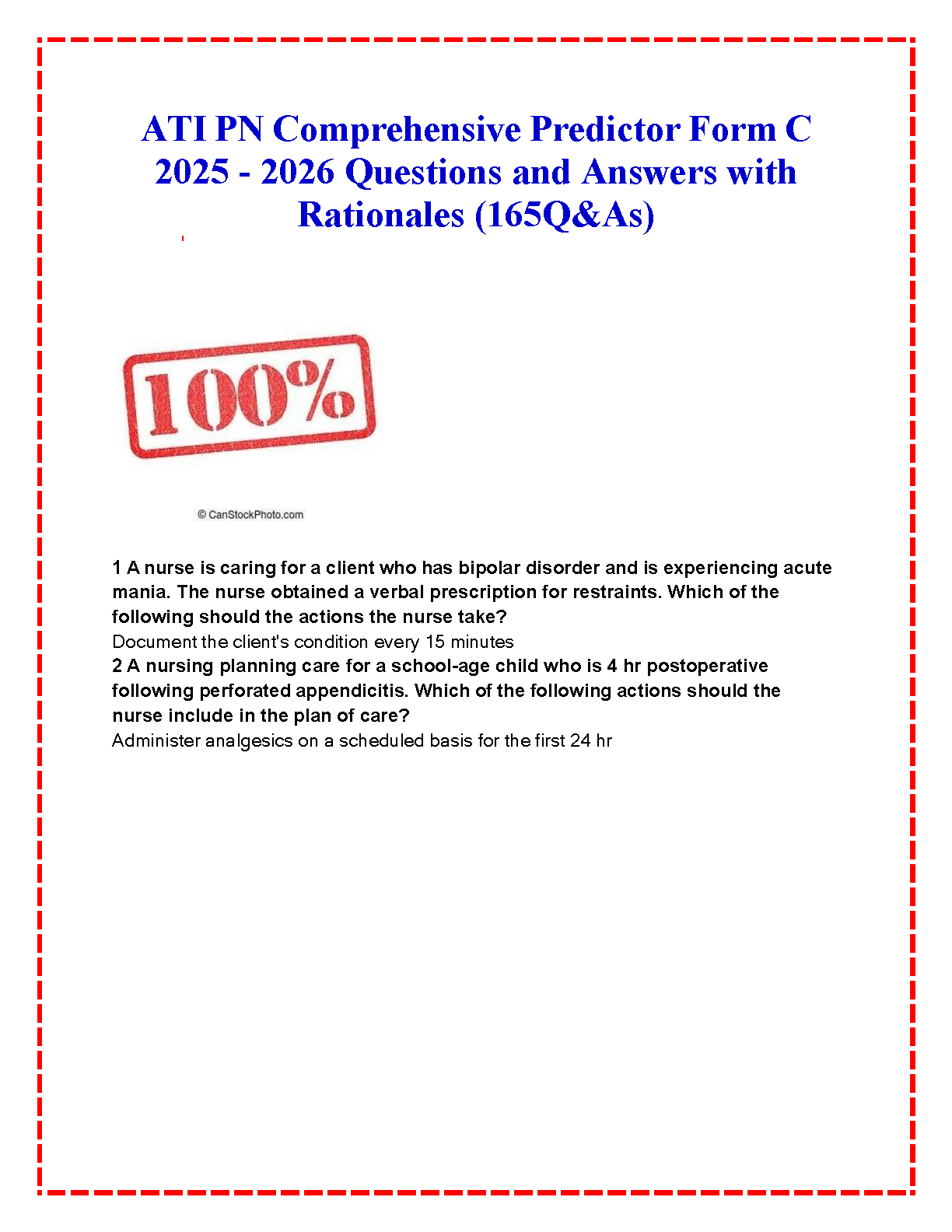 ATI RN Comprehensive Predictor 2026/27 Study Guide & Questions